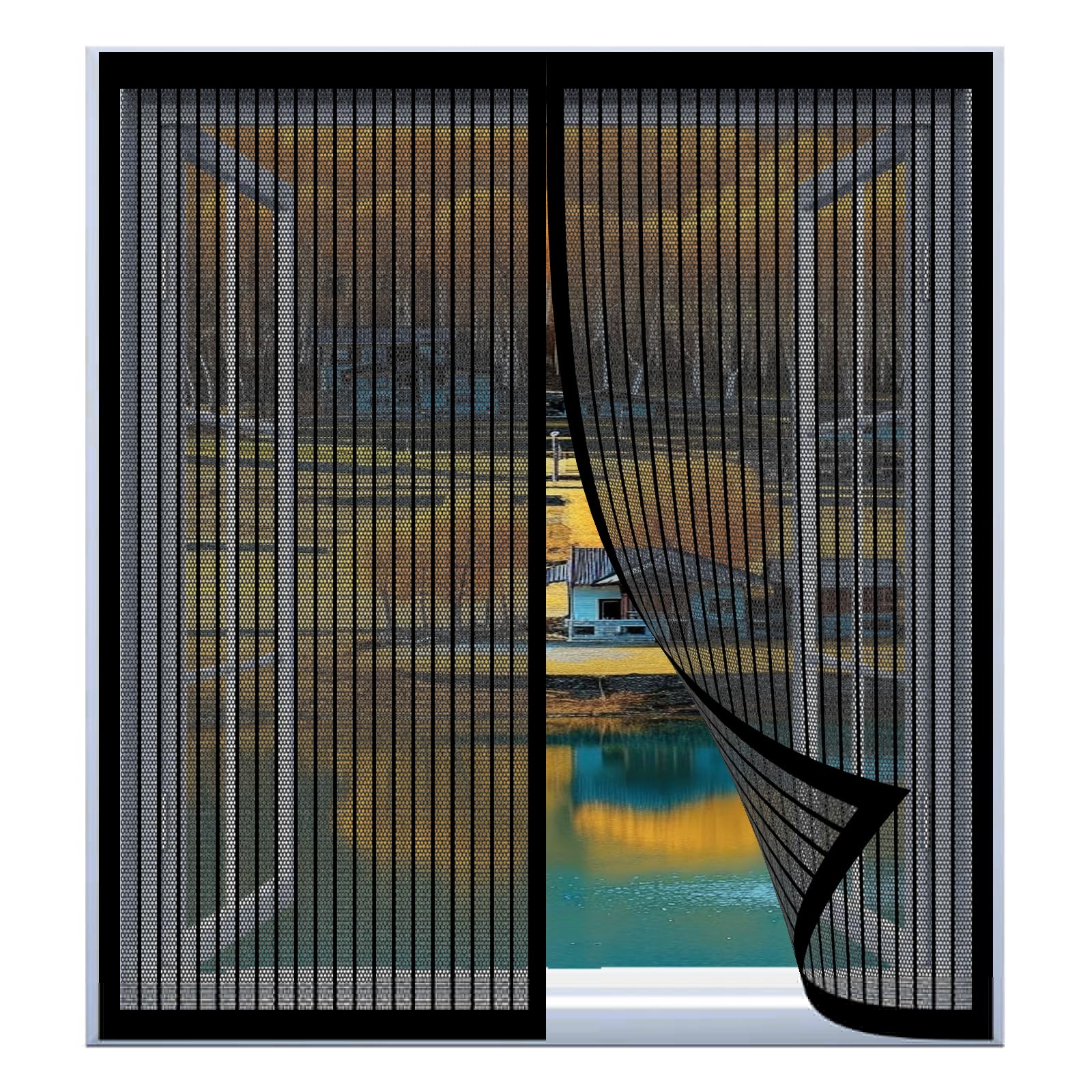 Yuanwan Black Mosquito Net Window Frame 79 X 127 Cm Easy Installation No Drilling Or Screwing Adjustable Diy Window Screen For Windows Nets To Keep Bugs Out,