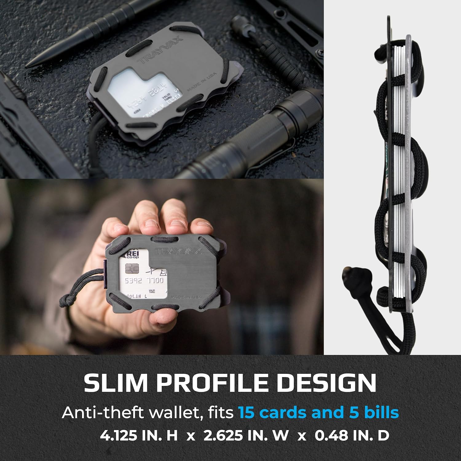 Trayvax Original 2.0 Wallet, RFID Front Pocket Tactical Metal Credit Card Holder with Money Clip, Slim Minimalist Wallet for Men and Women, Grey - Image 5