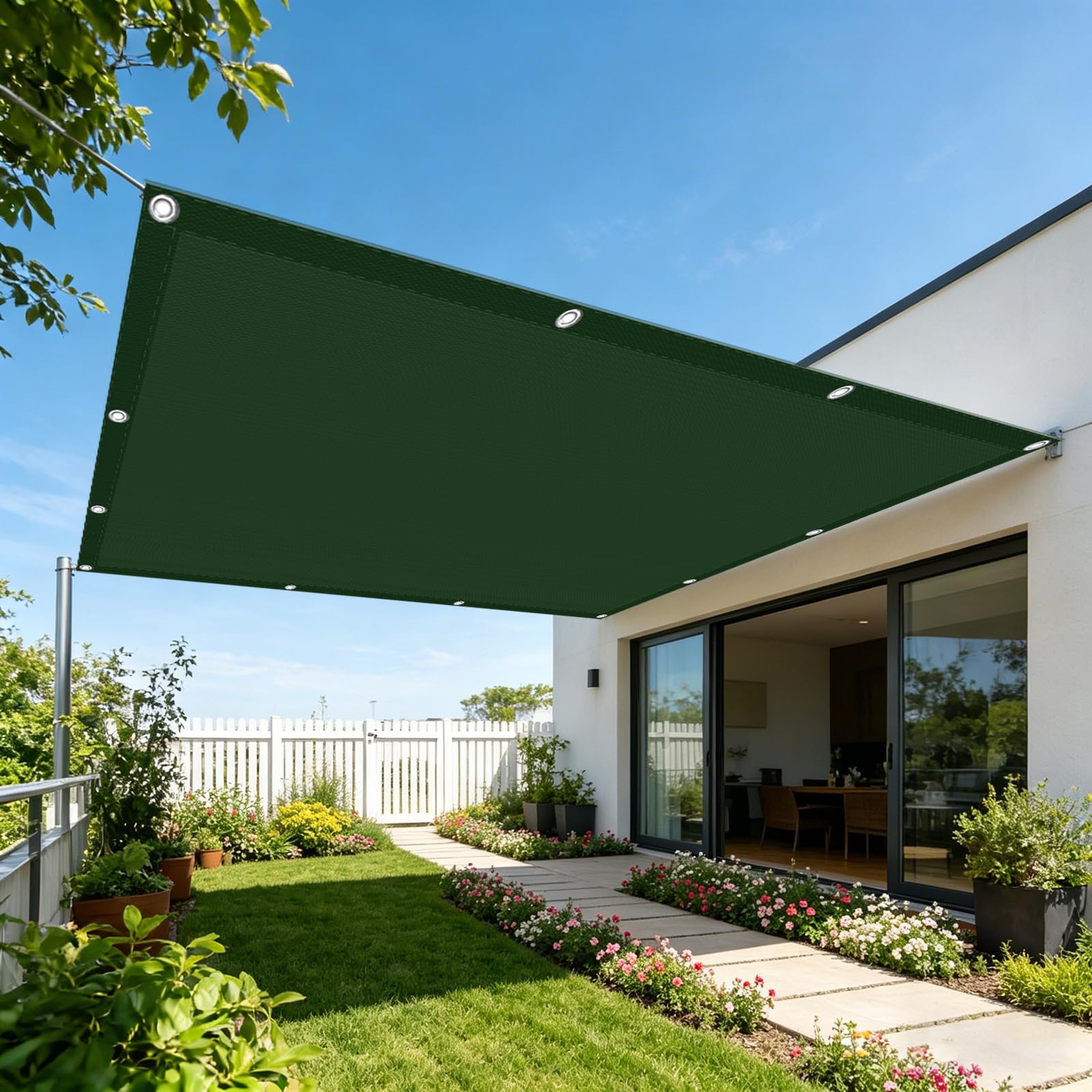 Bâche ombrage 220x350 cm anti-UV avec oeillets renforcés pour une fraîcheur durable sur le balcon