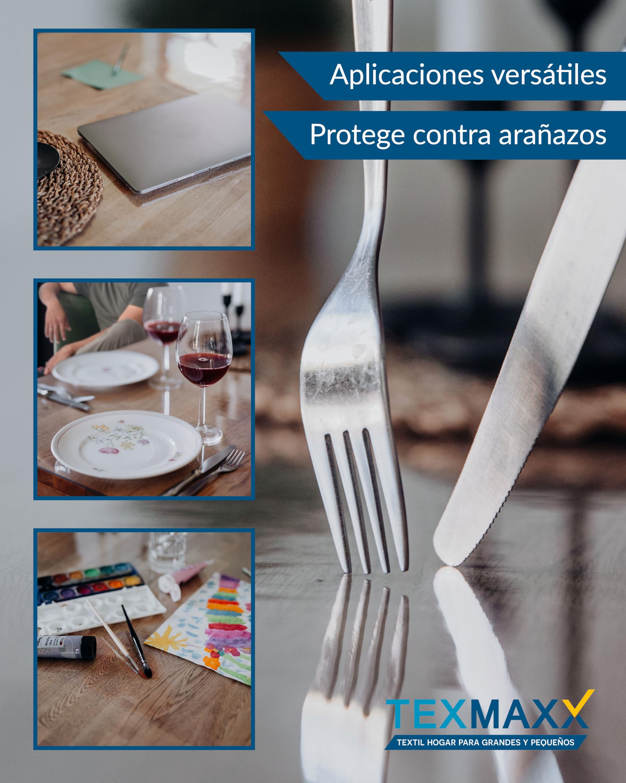 TEXMAXX Protector de Mesa Transparente de 2 mm con Bordes Biselados – Cubierta de PVC en Varios Tamaños para Escritorio, Encimeras y Superficies – Medida 90 × 140 cm