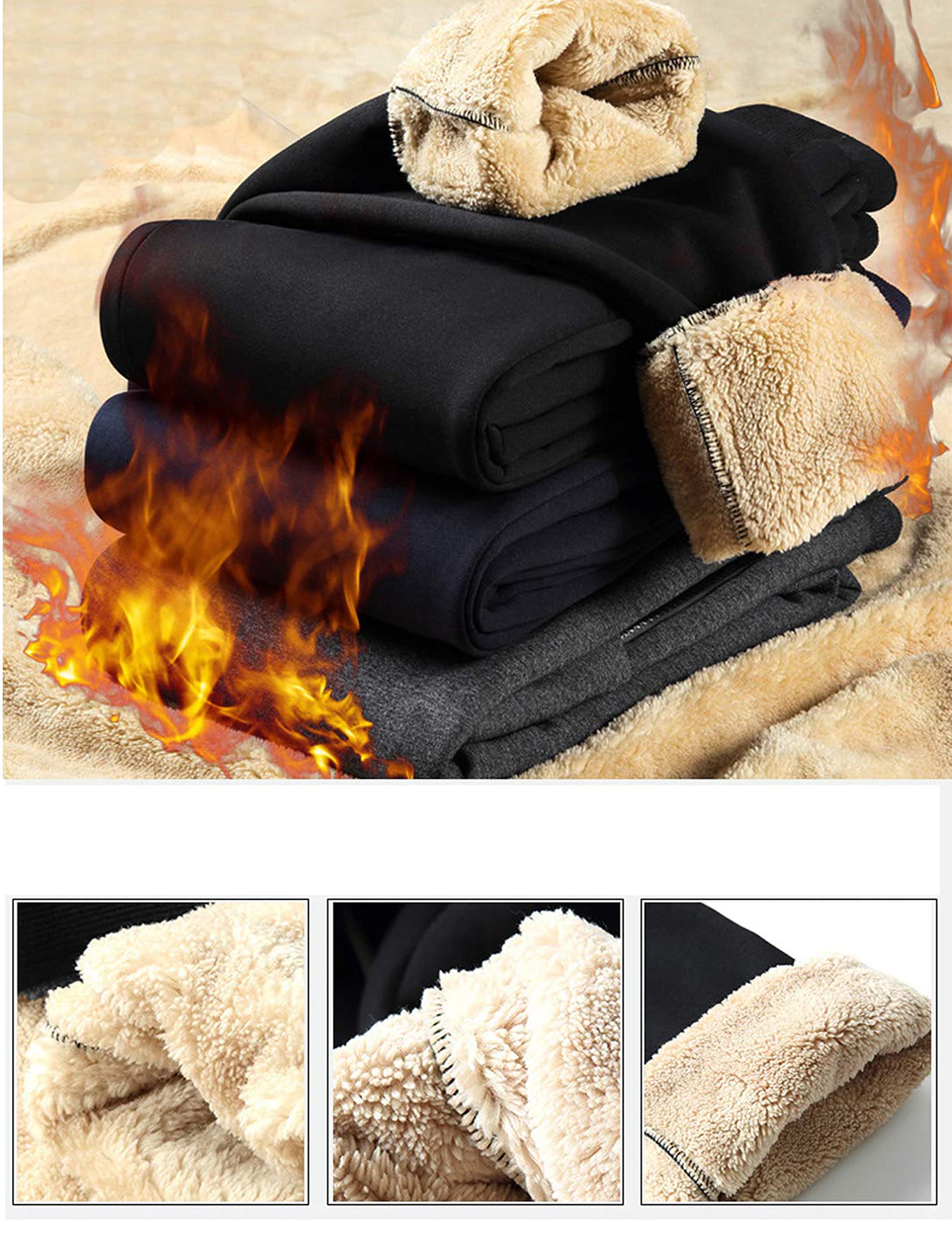Faleave Herren Sweatpants mit Sherpa-Futter, Fleece, dick, für aktive Jogger, Sport