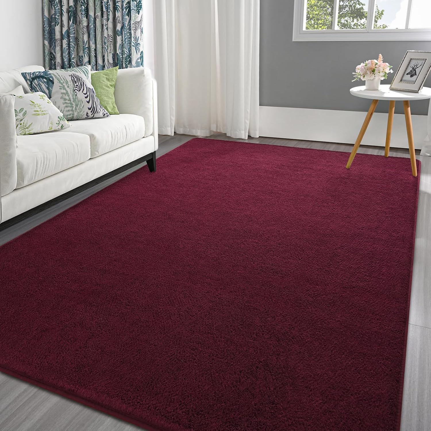 Pettop Area Rugs for Bedroom Living Room, 6x9 Burgundy Red Thickened Memory-Foam Indoor Carpets, Modern Aesthetic Minimalist Super Soft Comfy Carpet for Boys Girls Adults Room Dorm Home Decor 6 ft x 9 ft Burgundy Red