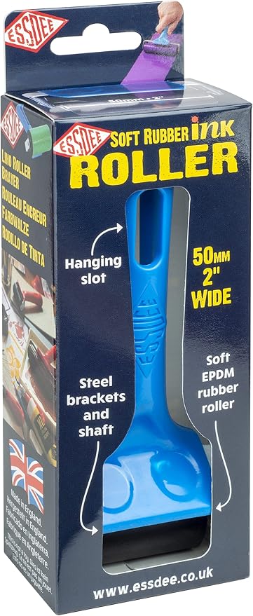 ESSDEE Ink Roller/Brayer (Soft) 50mm, Blue Handle