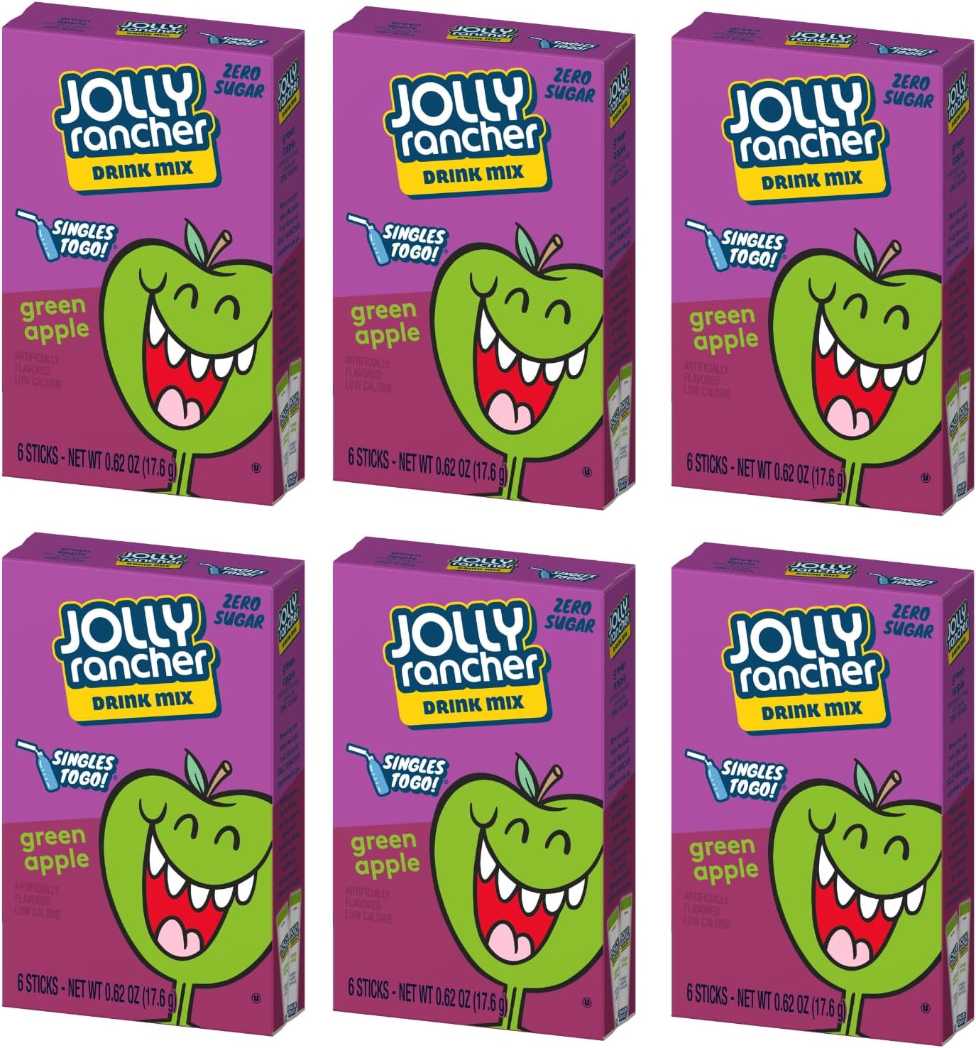 Jolly Rancher Green Apple, 6 Boxes with 6 Packets each, 36 total servings