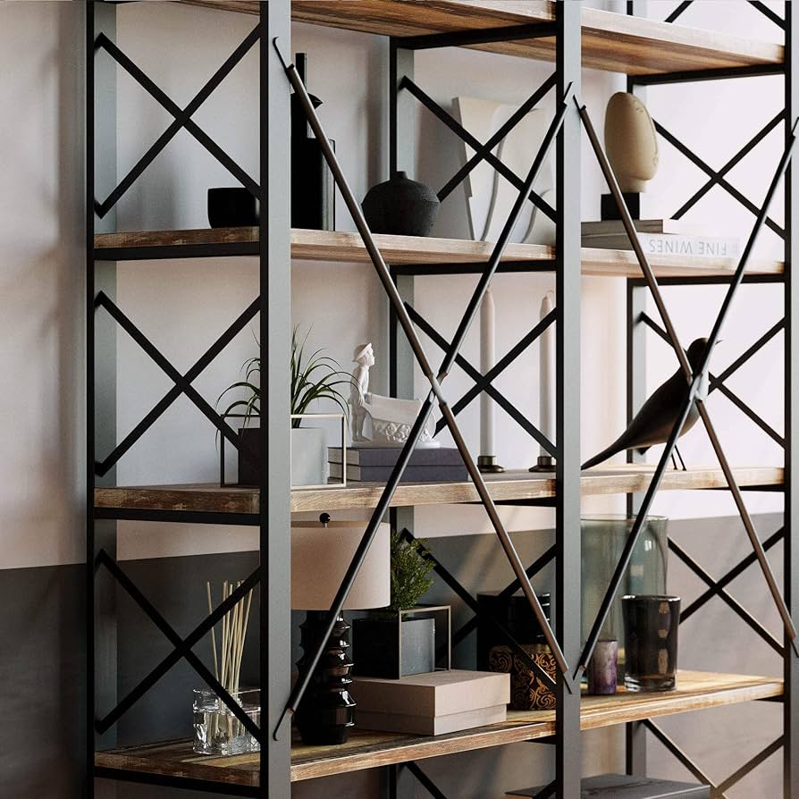 Amazon.com: IRONCK Bookshelves Double Wide 6-Tier 76