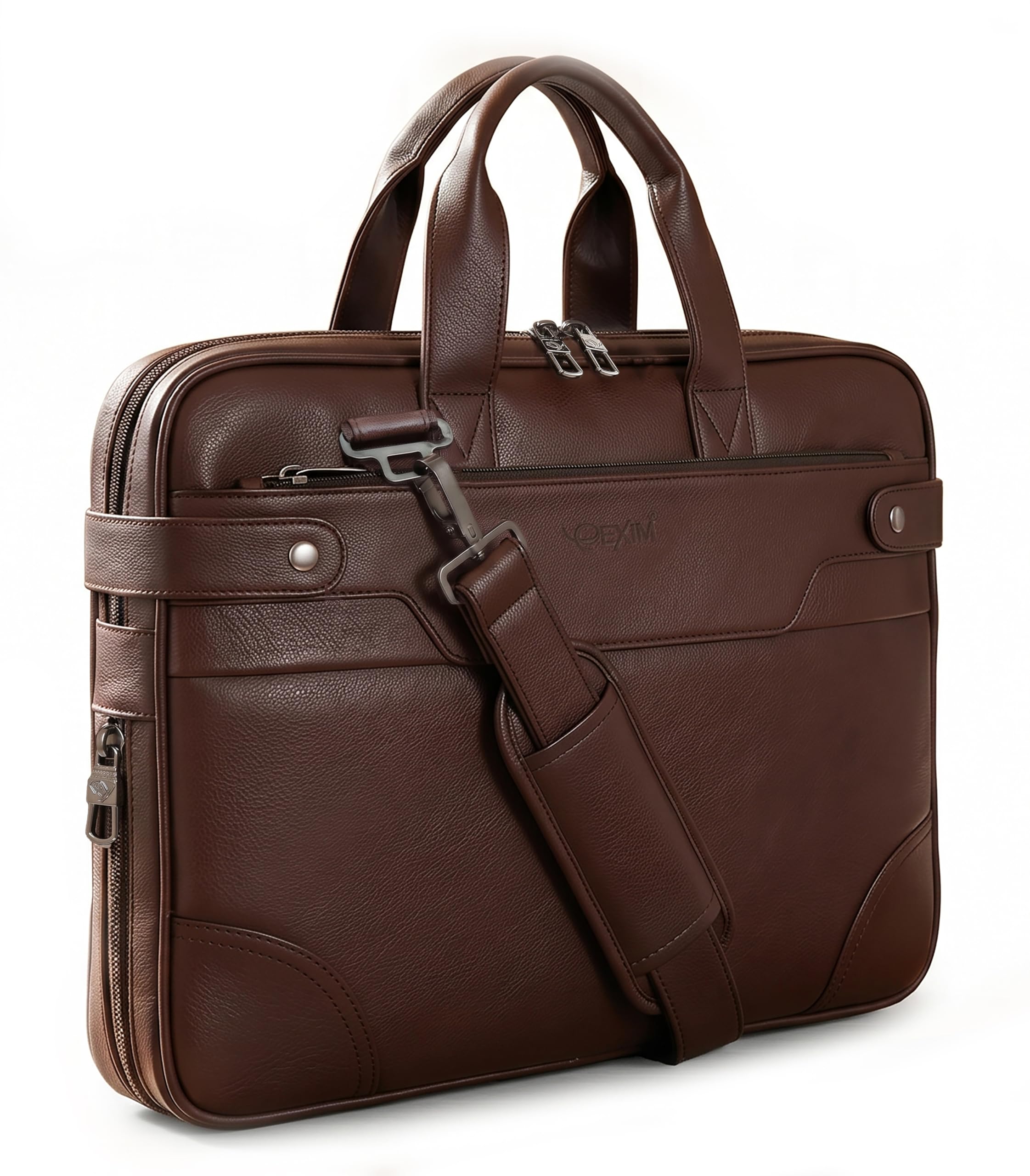 EXIM Office Bag for Man 15.6 inch Vegan Leather Laptop bags Men Use Briefcase Messenger Premium Side Bags -Brown-image-31
