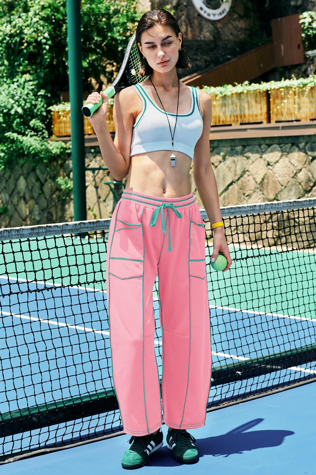 ReachMe Womens Barrel Sweatpants Baggy Wide Leg Pants Drawstring Travel Pants Casual Fall Outfits 2025