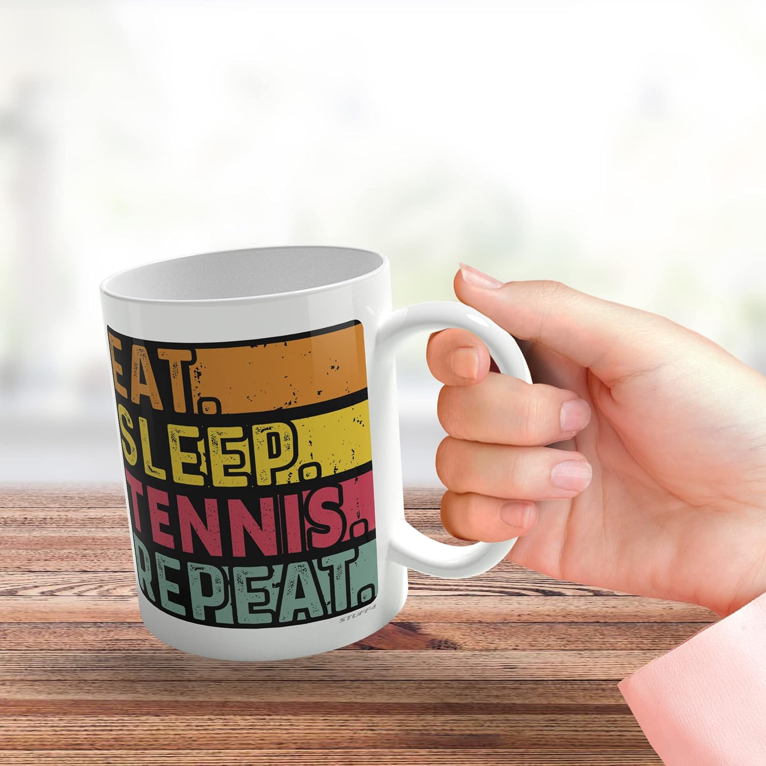 Stuff4 Birthday Mug Gifts for Men Women Him Her, Eat, Sleep, Tennis, Repeat - Image 4