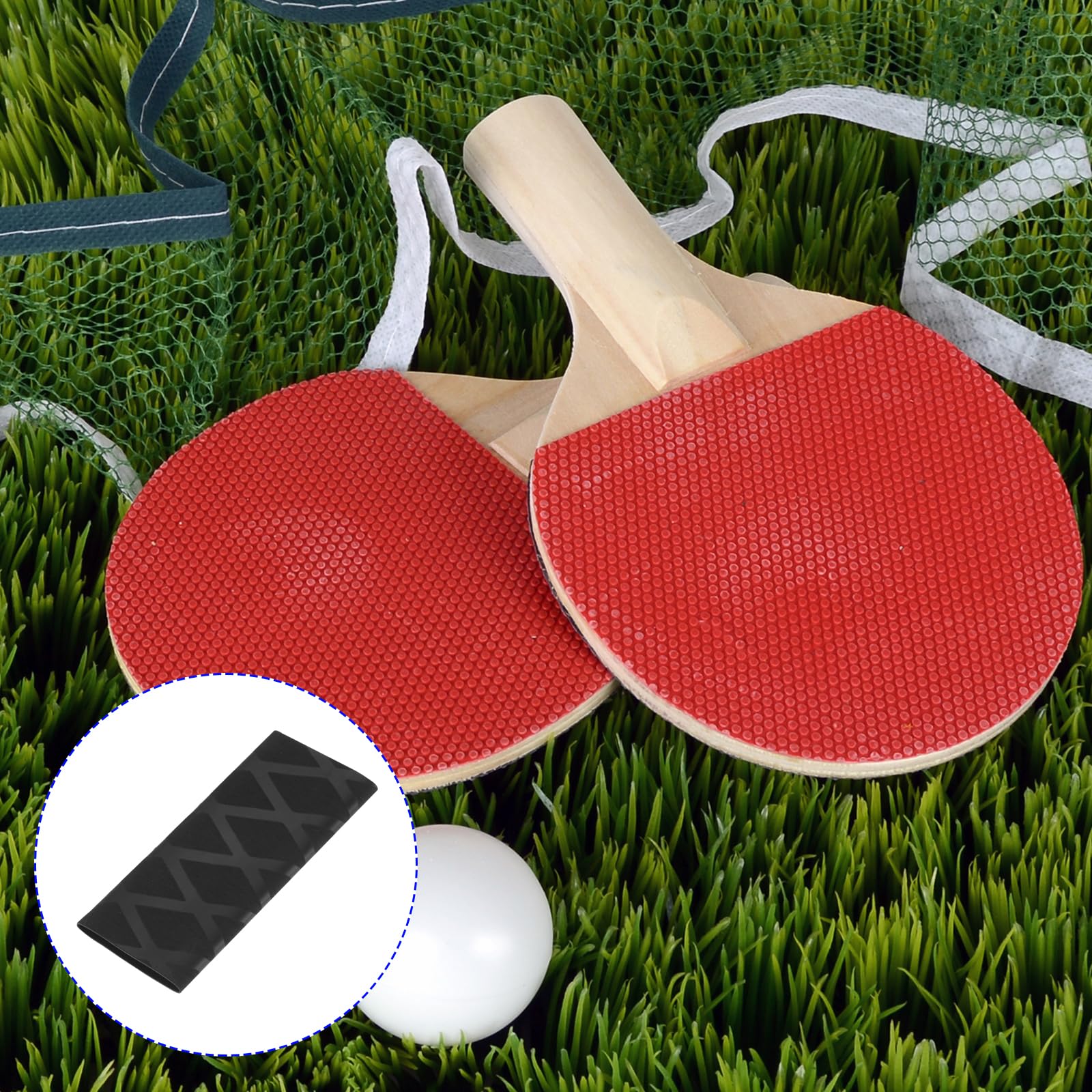 M METERXITY 2 Pack Table Tennis Racket Grip Tape - Paddle Grip, Soft Rubber, Apply to Ping Pong Gripping Handle (100 x 48mm, Black)