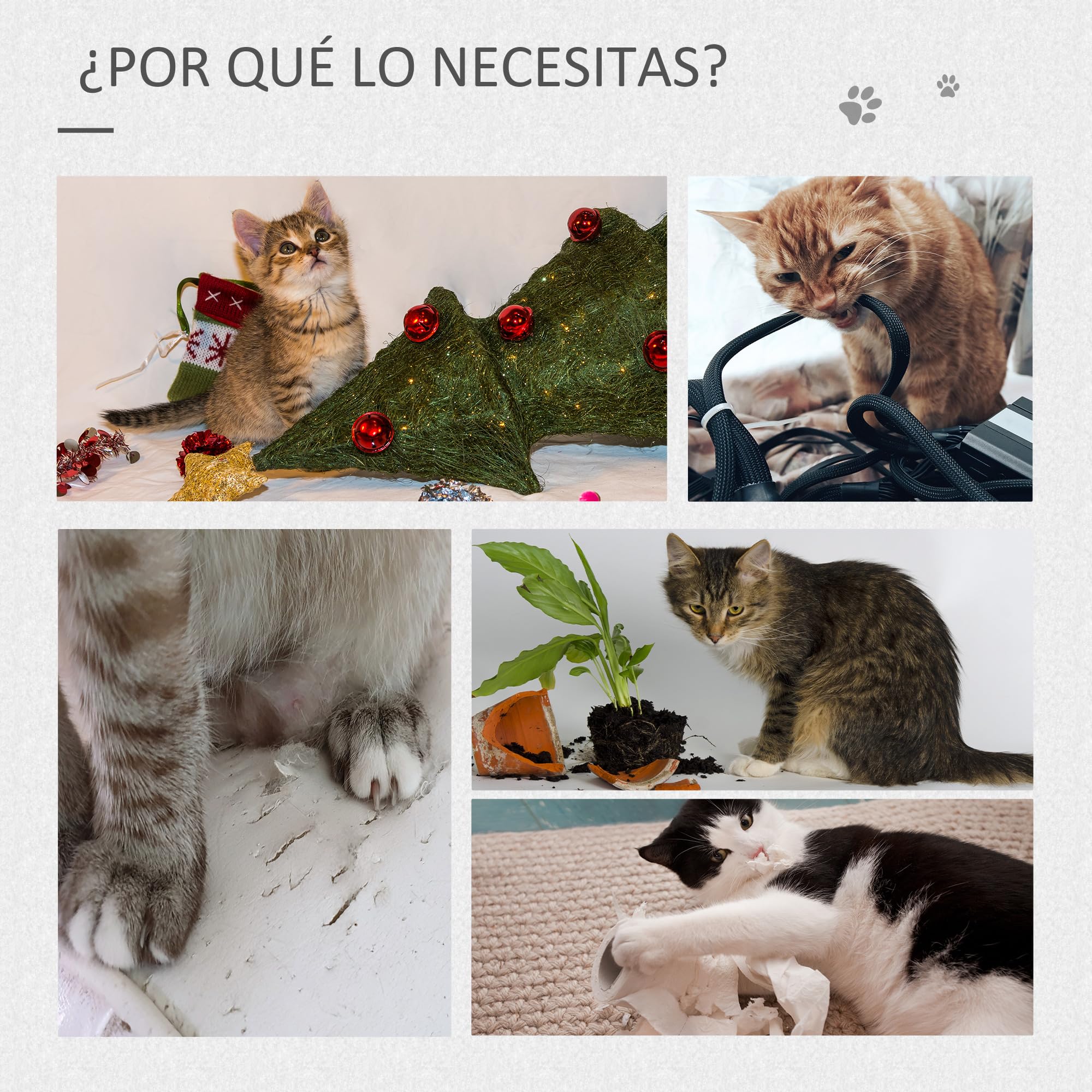 PawHut Árbol Rascador para Gatos con Cueva de Madera 67x38,5x114 cm Gris | Torre de Escalada de Gatos, Múltiples Plataformas, Postes de Rascar de Yute, Juego y Descanso