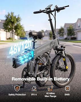 ACTBEST Summit Foldable Ebike for Adults, 20'' Fat Tire Electric Bike with Peak 1200W Motor, 48V 12AH Built-in Battery, LCD Display & Full Suspension E Bike for Commuting