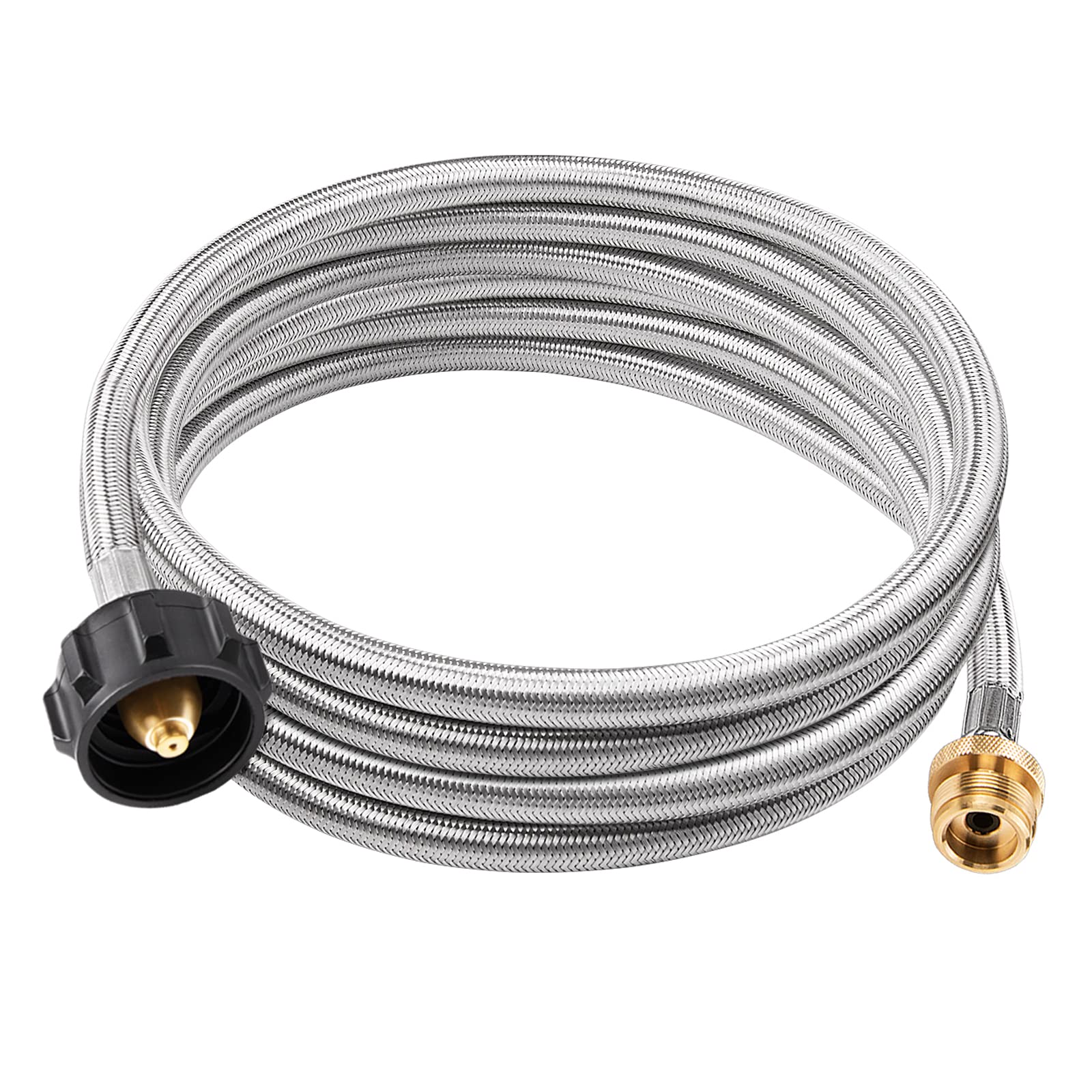 Shirbly Stainless Steel Braided Propane Adapter Hose, 1Lb to 20Lb Propane  Conversion for QCC1/Type1 LP Tank, Propane Adapter Hose for Buddy Heaters,  Weber Q Grill, Coleman Grill, Camp Stove (10 Feet) :
