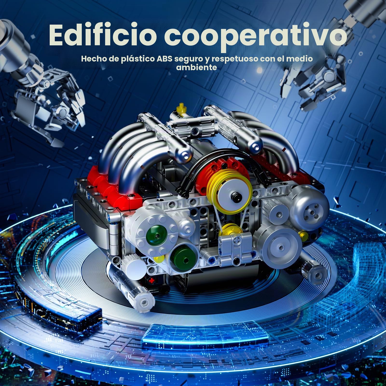 Mould King 10193 Tecnología Bloques de sujeción Motor Boxer Engine Cilindro Kit Motor Maqueta Motores Combinado Regalo para Adultos y Jóvenes (609 Piezas)