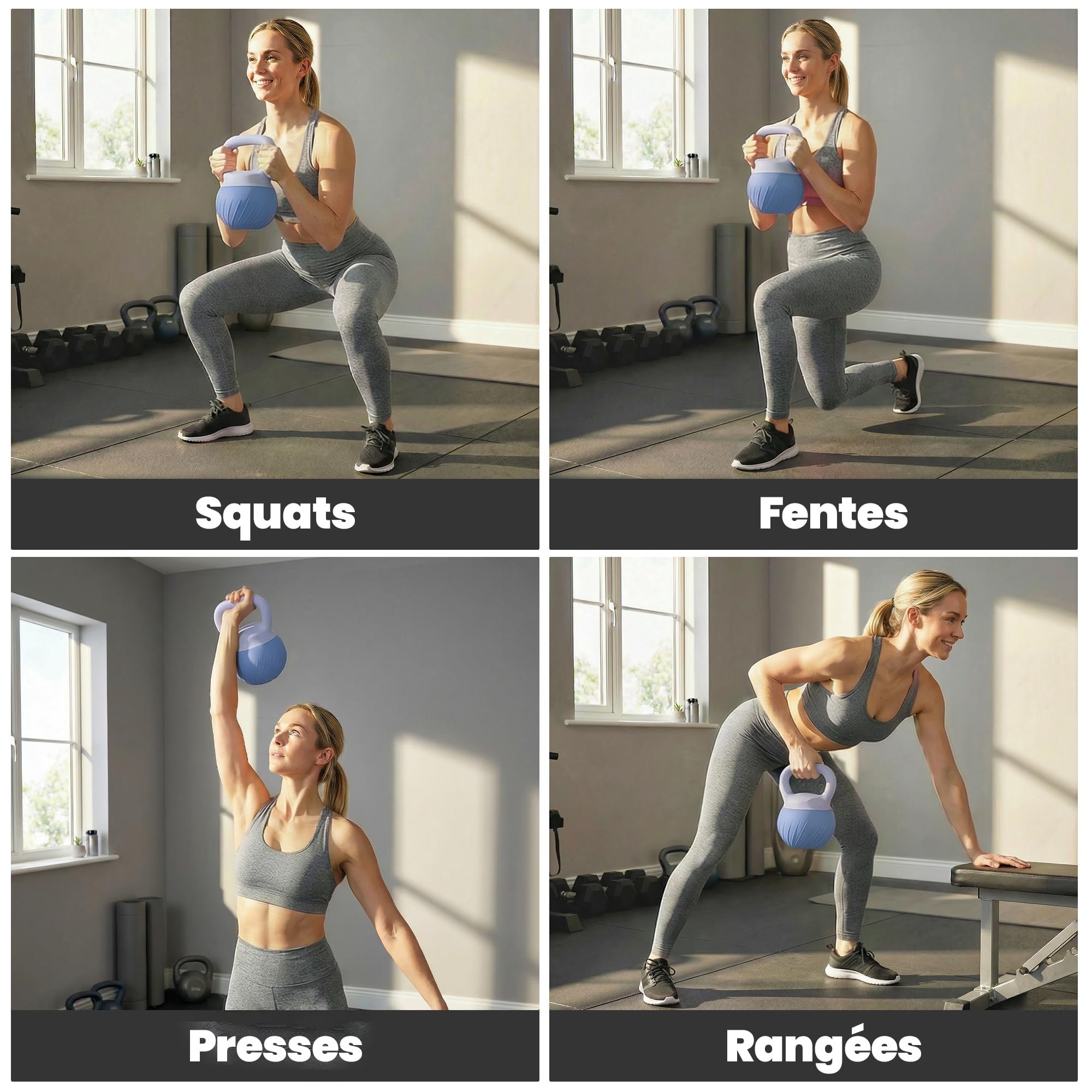 SPORTNOW Kettlebell 8 kg ergonomiczna antypoślizgowa rączka Niebieski | Hantel na siłownię, kulturystykę i trening