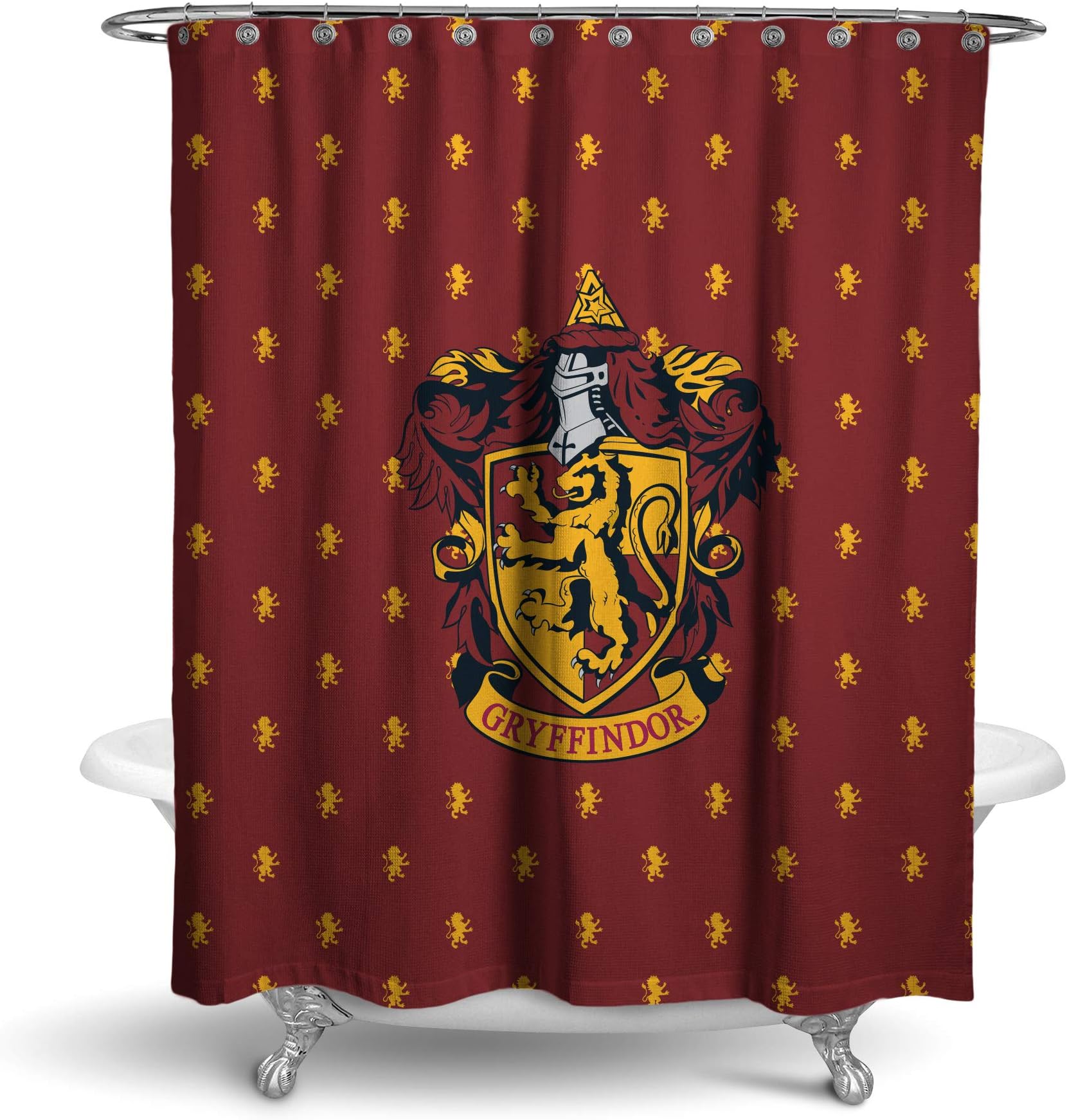 Harry Potter Gryffindor Shower Curtain House Bathroom Decor with Hook Rings
