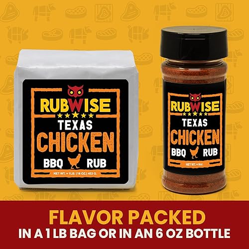 Miniatura 3 de RubWise Texas Style BBQ Chicken Rub (1 libra) sin MSG, especias tejanas prémium para ahumar y asar a la parrilla, ideal para aves de corral, pavo,