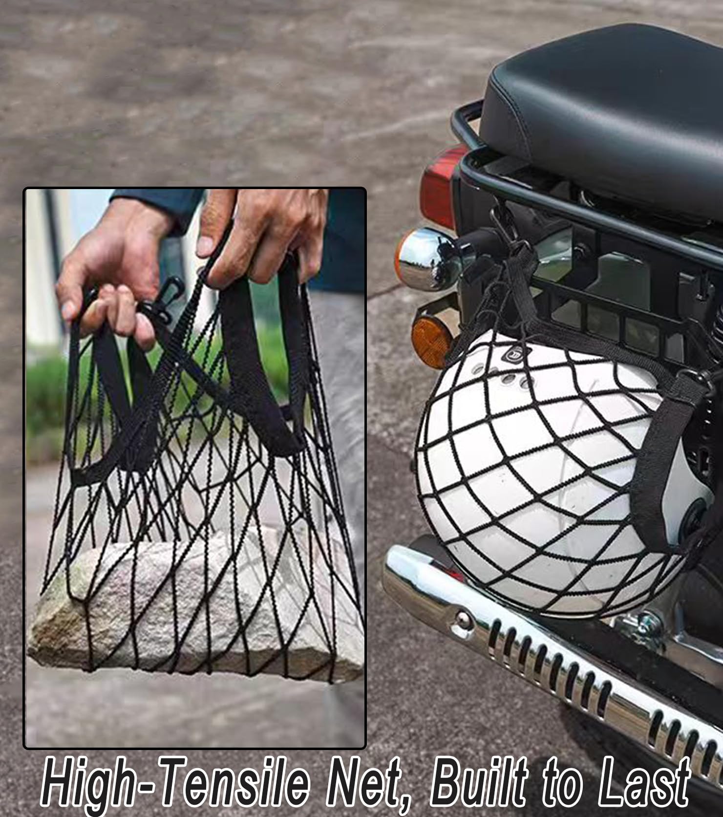 TAKONE siatka na kosz rowerowy z tyłu – elastyczna siatka na bagaż 30 x 30 cm z 4 haczykami – na rower, rower elektryczny i motocykl