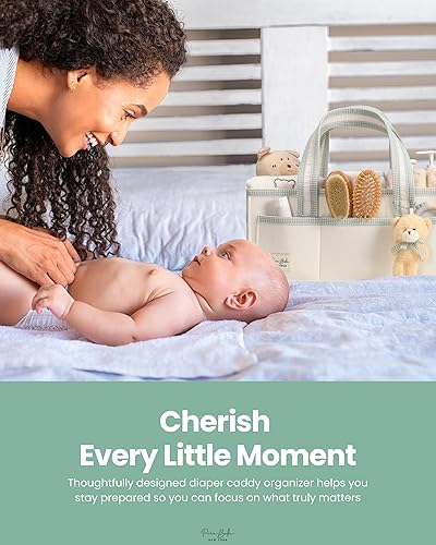 Miniatura 5 de PeraBella Organizador de pañales XL con asa, bolsa de cesta de regalos para baby shower, artículos imprescindibles de búsqueda de registro,