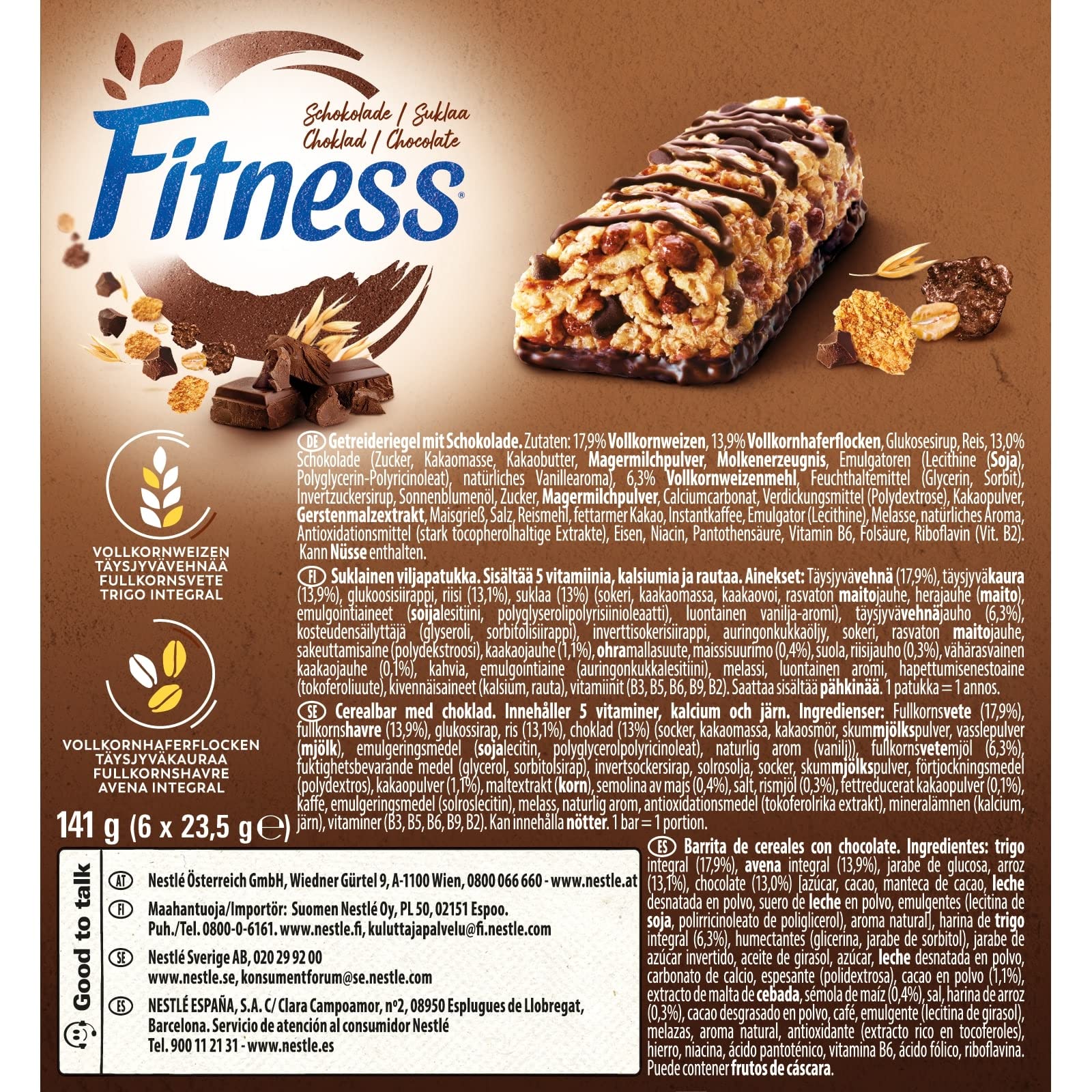 Cereales Nestlé Fitness Chocolate Barritas pack de 8 x 6 (48 barritas)