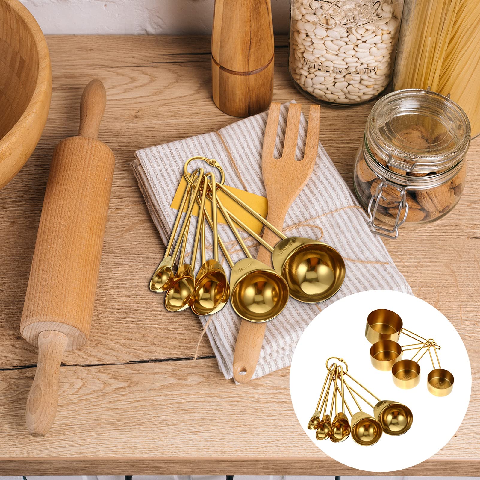 9pièces Cuillères à Mesurer pour Cuisine Ustensile Doseur Tasse à Mesurer de Cuillères Doseuses Pratique pour Poudres et Jus