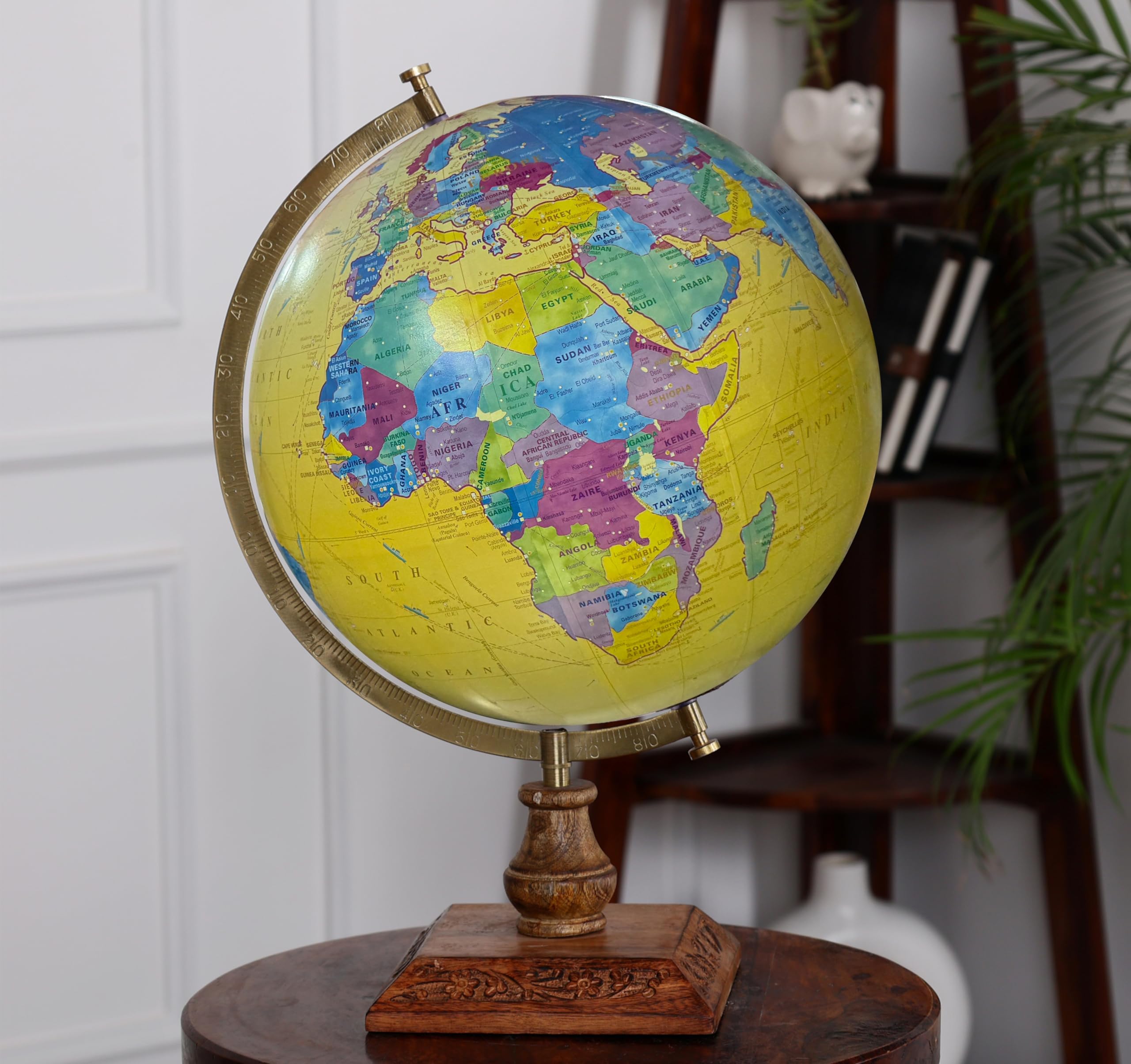 Cosmic globe Exports Rotating World Globe 12 Inch with Metal Arc and Wooden Stand for Show pieces for Home Décor, Office Decor and Decorations items, Birthday, Party Gifts and Anniversary.
