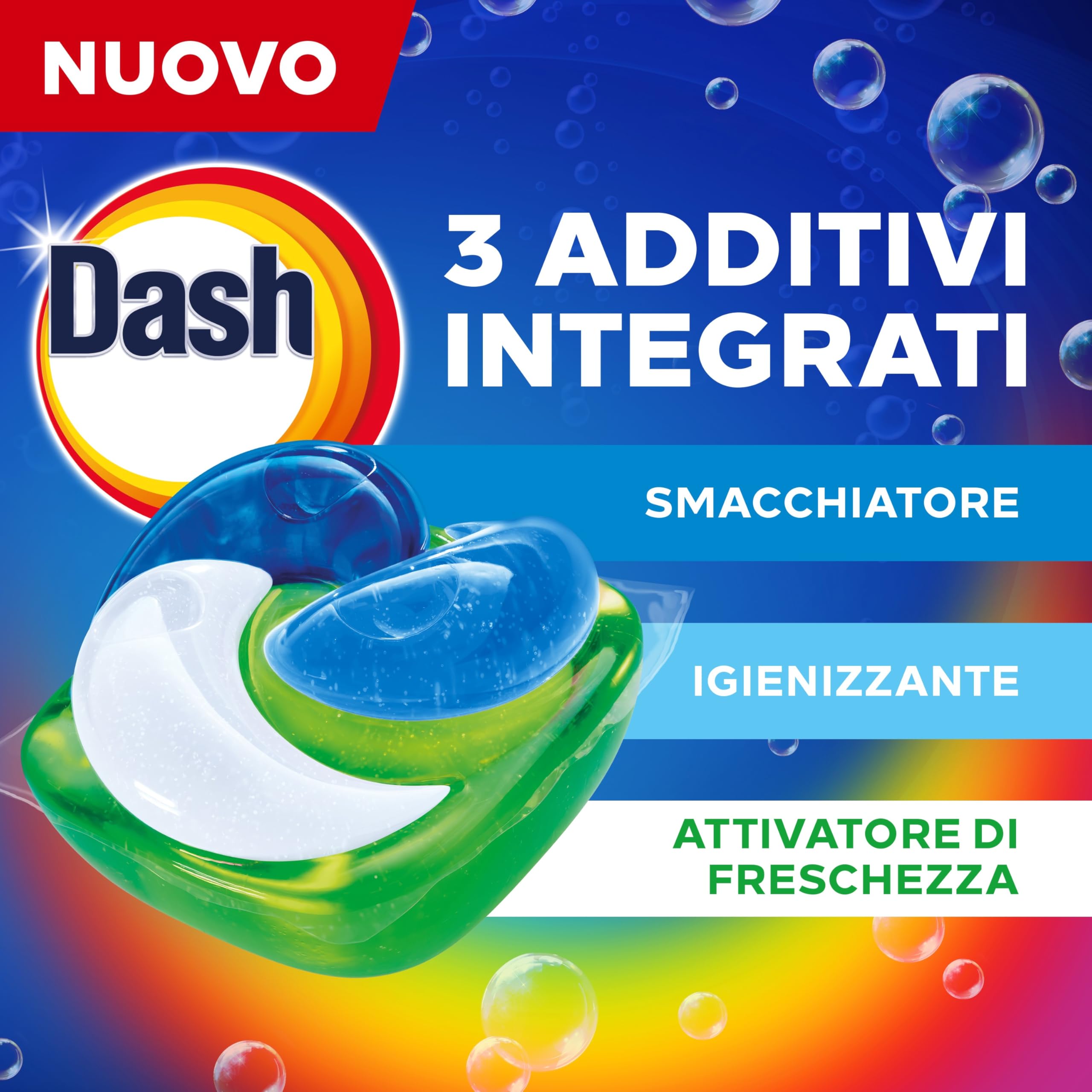 Dash Pods Detersivo In Capsule, 2x70 Lavaggi, Salva Colore, Rimuove Le Macchie, Igienizza, Brillantezza Per I Capi