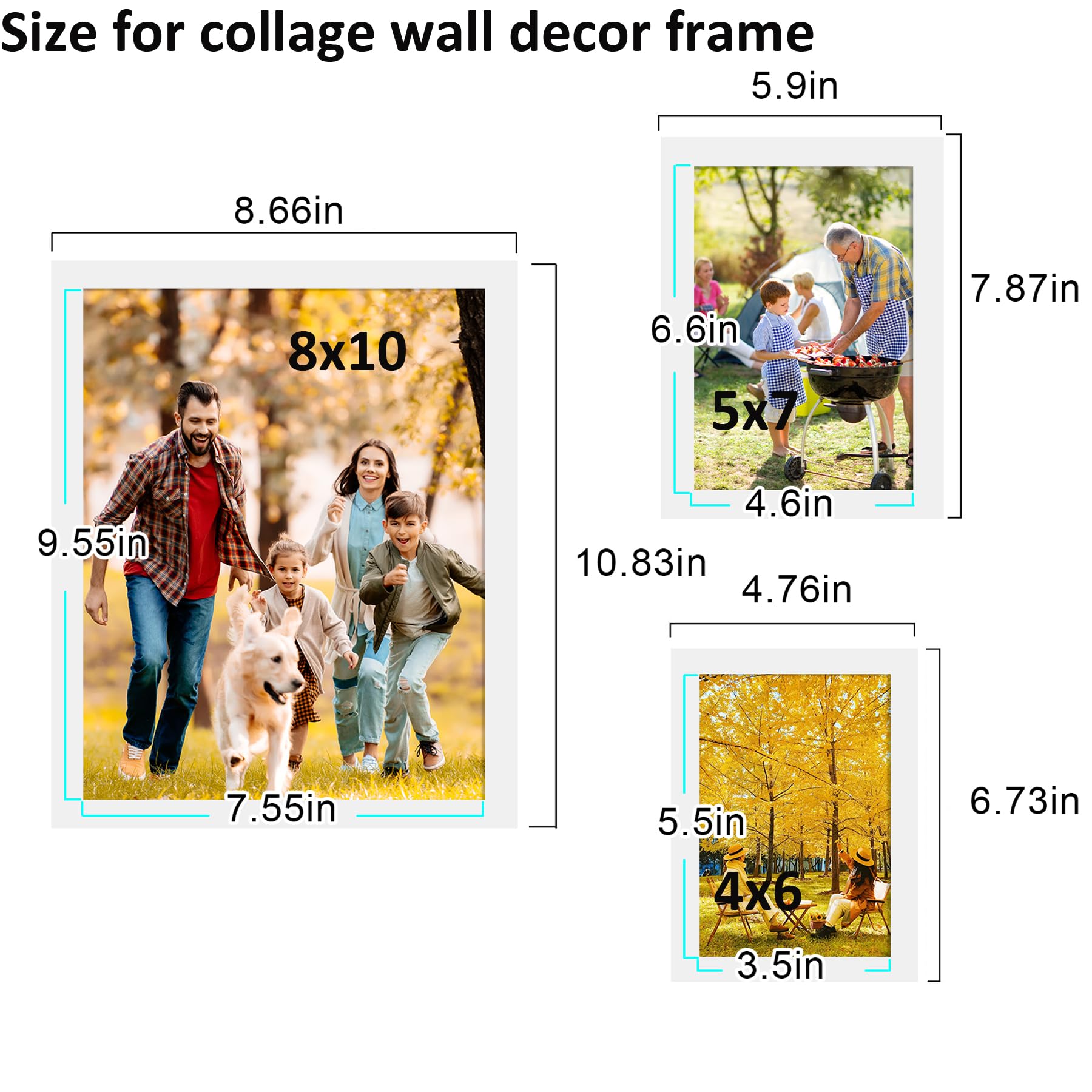 BESCRCL Paquete de 10 marcos de fotos para decoración de pared, juego de marcos de pared de galería para mesa o pared, varios tamaños con dos marcos de fotos de 8 x 10, cuatro de 5 x 7 y cuatro de 4 x