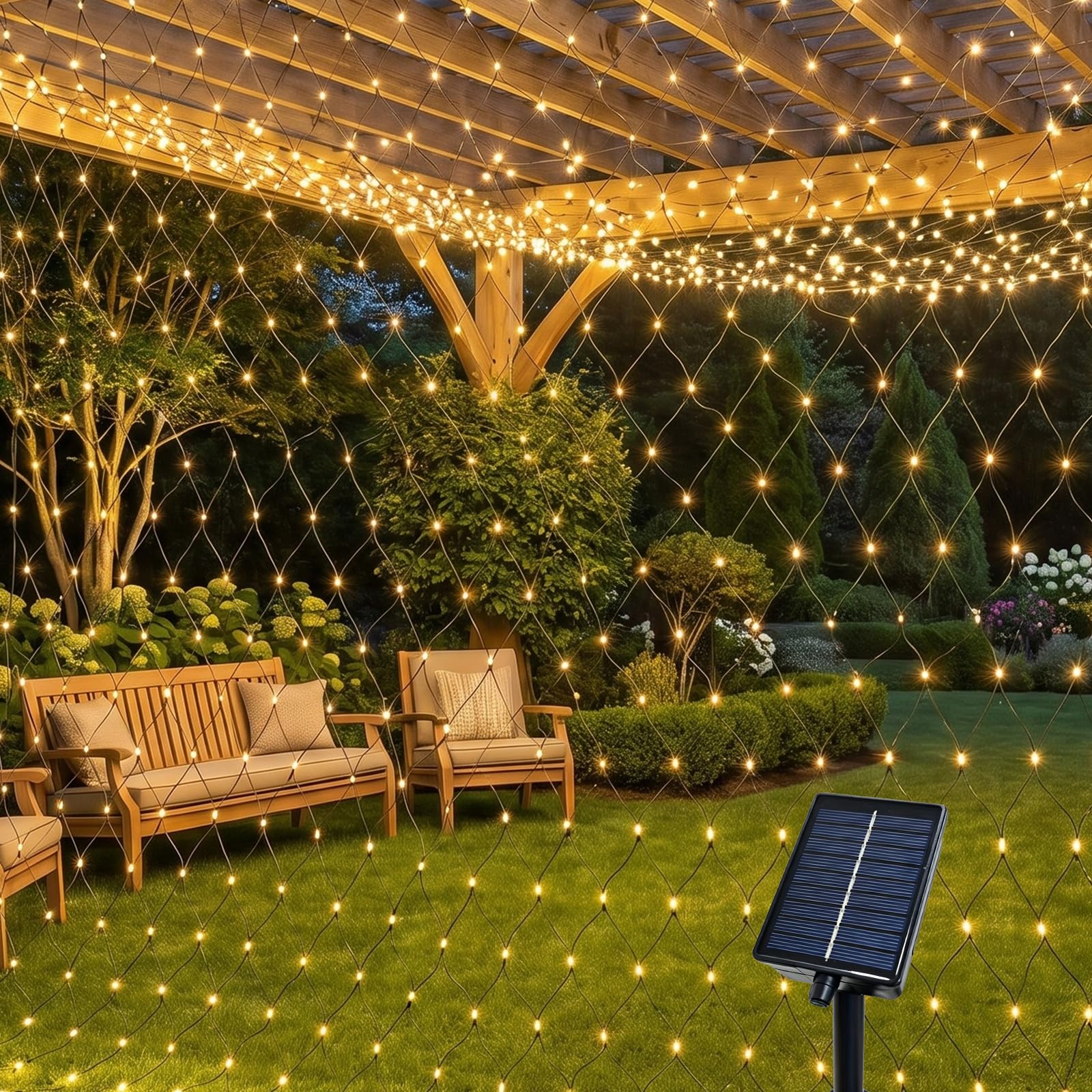 Artrastar Solar Net Lights 1.5m x 1.5m, 96 LED Fairy Lights with 8 Modes
