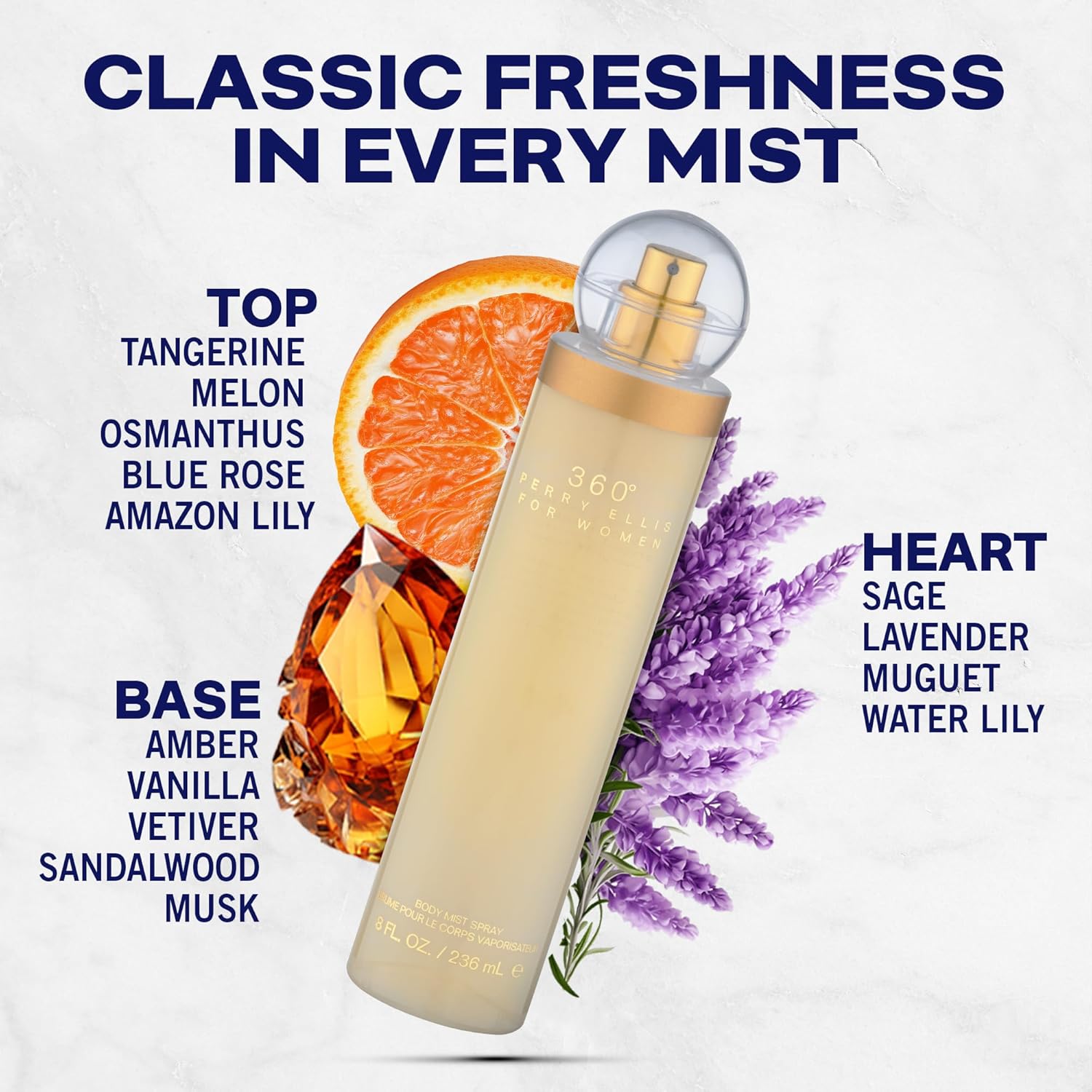 Perry Ellis 360° Body Spray for Women - Fruity, Floral Body Mist, Perfumes for Women, EDT, Long Lasting Fragrance, Eau De Parfum with Fresh Scent - 8 fl oz - Image 2