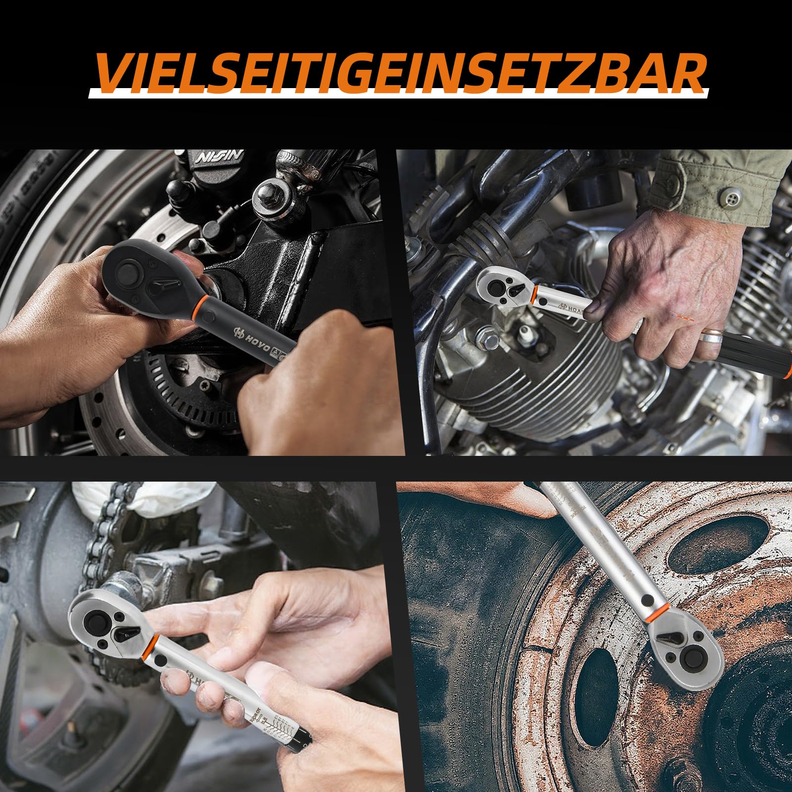 Warmfay Chiave dinamometrica 1/2", 20-230NM Torque Wrench Set ±3% di precisione di errore con 72 denti Cricchetto reversibile, 6 pezzi con prolunga da 12,5 cm, adattatore da 1/2"-3/8" e 3 bussole