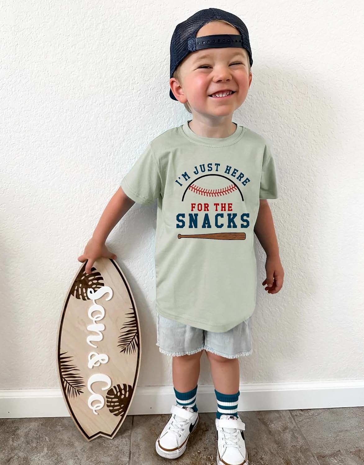 Toddler Baby Boys Girls Baseball T-Shirts I'm Just Here for The Snacks Kids Short Sleeve Crewneck Summer Tee Tops - Image 4