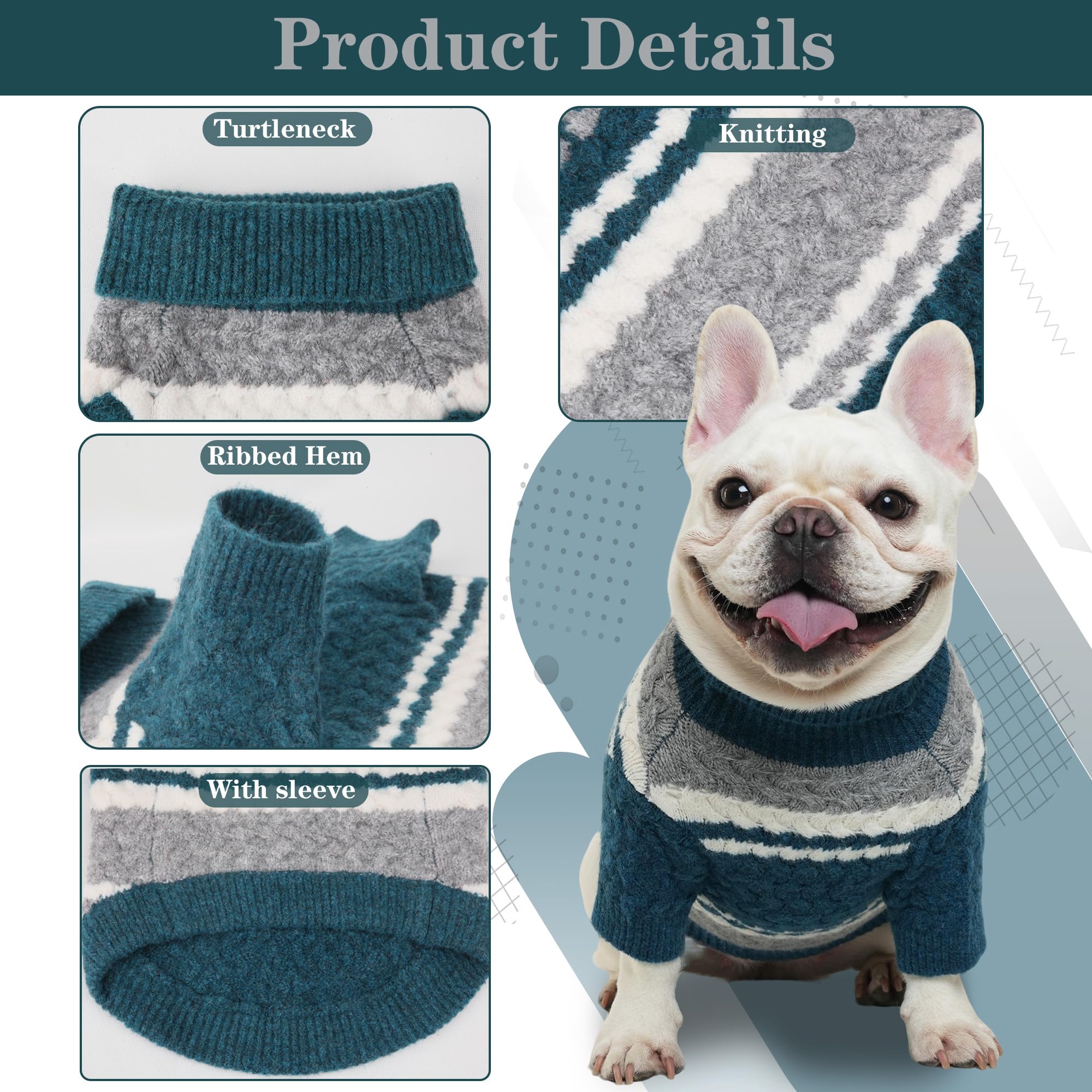 Suéter de punto con cuello alto y diseño de fútbol americano para mascotas pequeñas, ropa cálida de invierno para gatos y perros