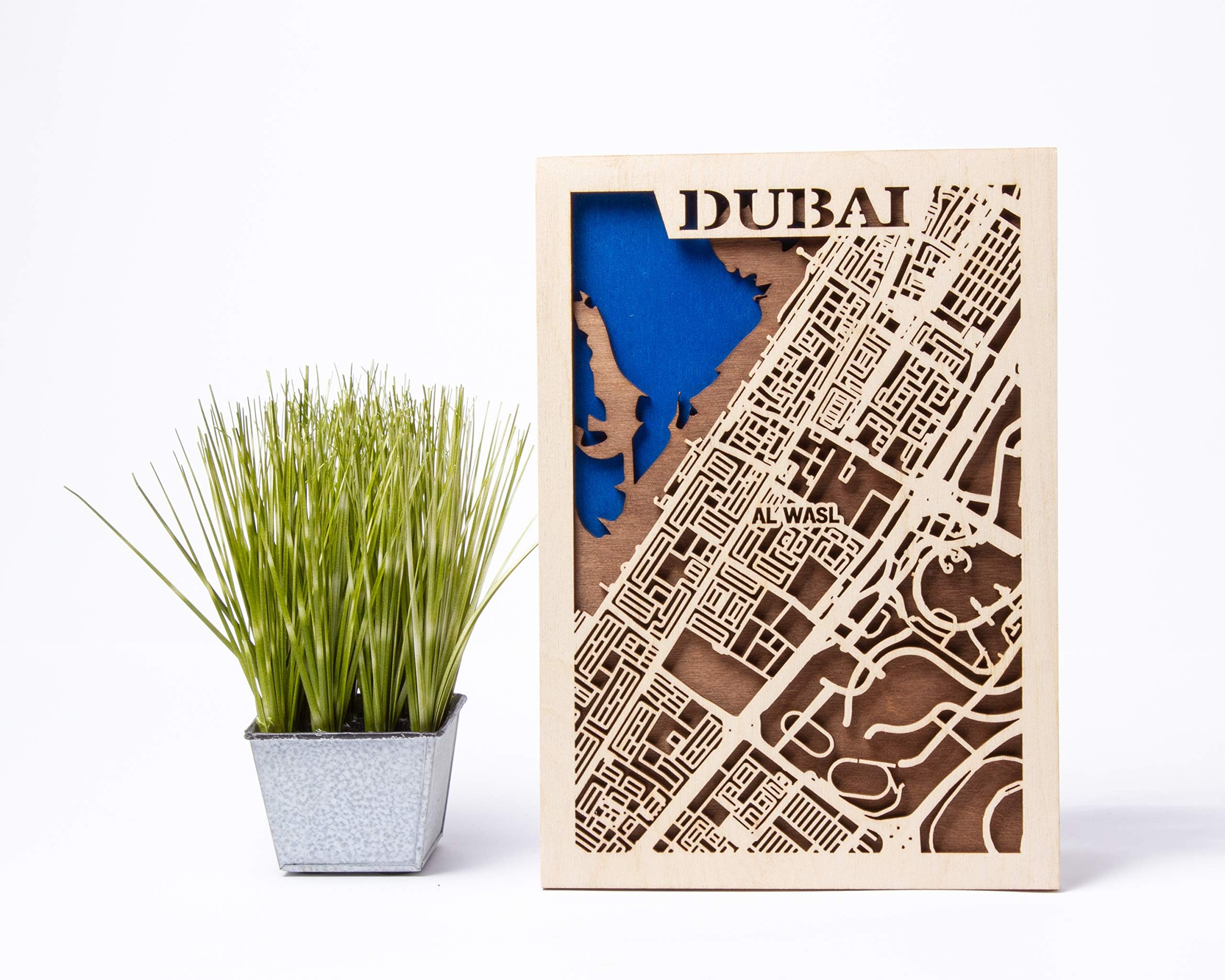 Dubai Wooden Map UAE Wall Art City Wooden Map Small Scale Map Gift Birthday Gift for Man Dubai 3D Wooden Map 3D Wooden City Map Xmas Gift for Girl Dubai Wooden Decor UAE Wall Map (Small)