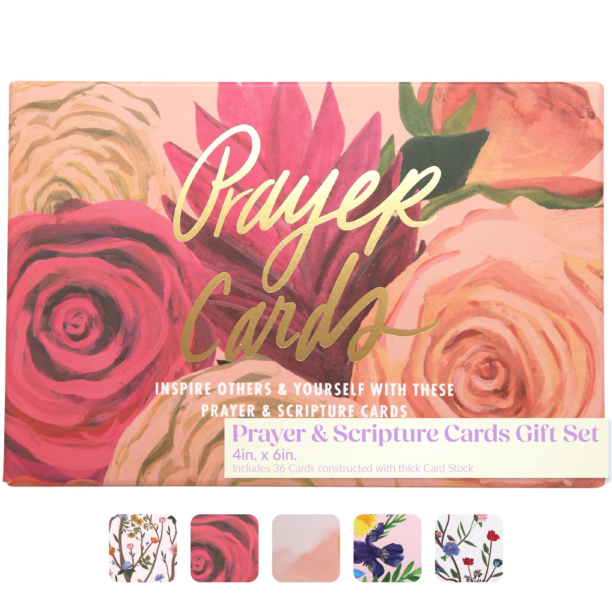 Thimblepress Prayer Cards, 36 Floral Prayer & Scripture Cards, Gift Boxed, 4x6 Inch