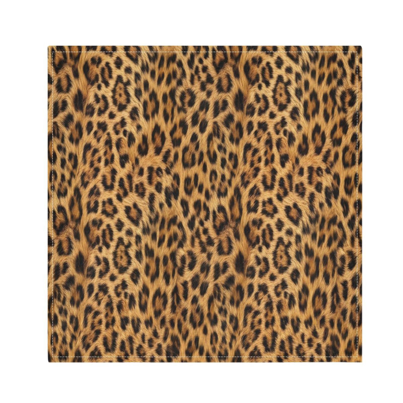 Ttgoth Leopard Print Cloth Napkin Set of 4 Washable & Reusable Dinner Napkins for Dining Table, Banquets, Wedding, Party, 50x50 cm