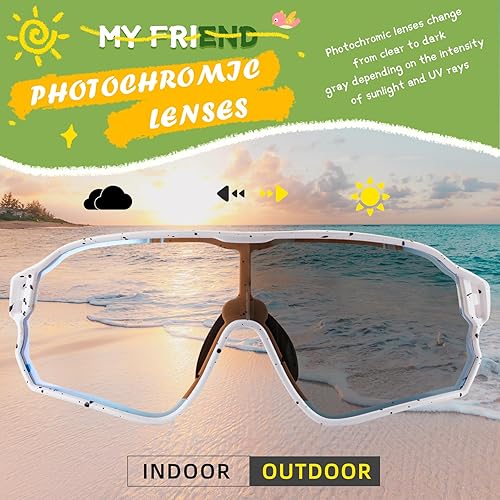 Miniatura 4 de ROCKBROS Gafas de sol deportivas fotocromáticas para niños, niñas, jóvenes, MTB Biking para niños de 8 a 14 años