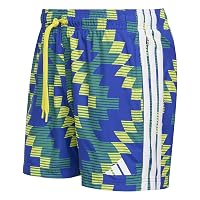 adidas Uomo Football-Inspired Graphic Swim 5 inch Swimwear, Bright Yellow/White