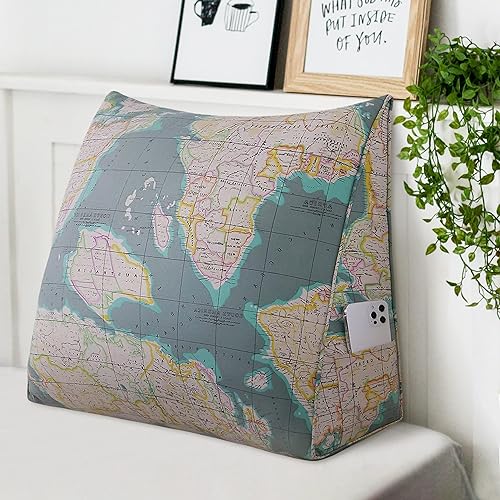 Almohada de lectura de cuña estampada triangular para cabecero y espalda, cojín de apoyo para sentarse en la cama, almohada para reposo en la cama,