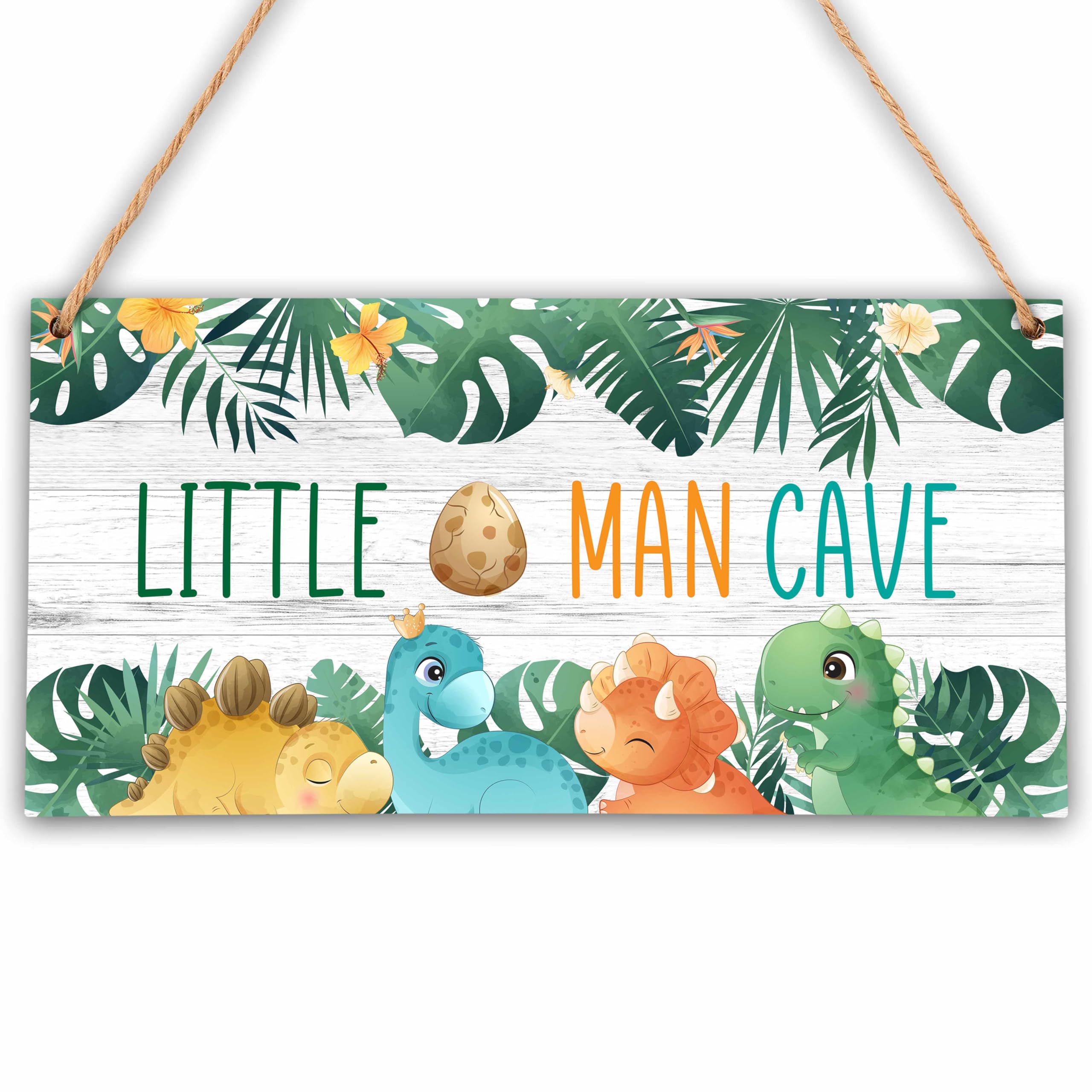 Little Man Cave, Woodland Dinosaur Room Decor, Boys Decorations for Bedroom Nursery Playroom Wall Art (6