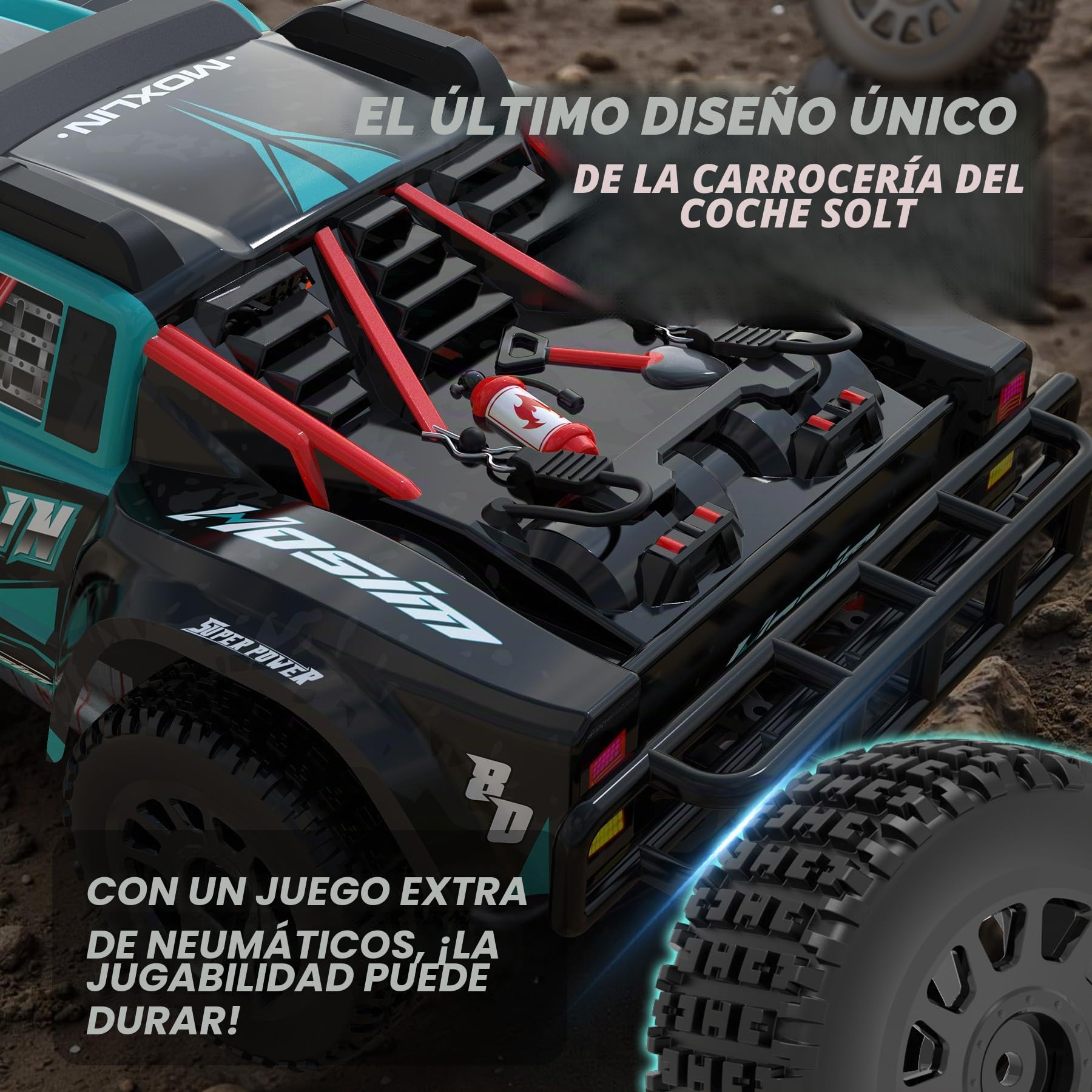 Hosim Coche teledirigido 1:14, 3S Lipo 70 km/h, rápido coche teledirigido impermeable, RC Offroad 4 x 4, RC Monster Truck adulto (M13)