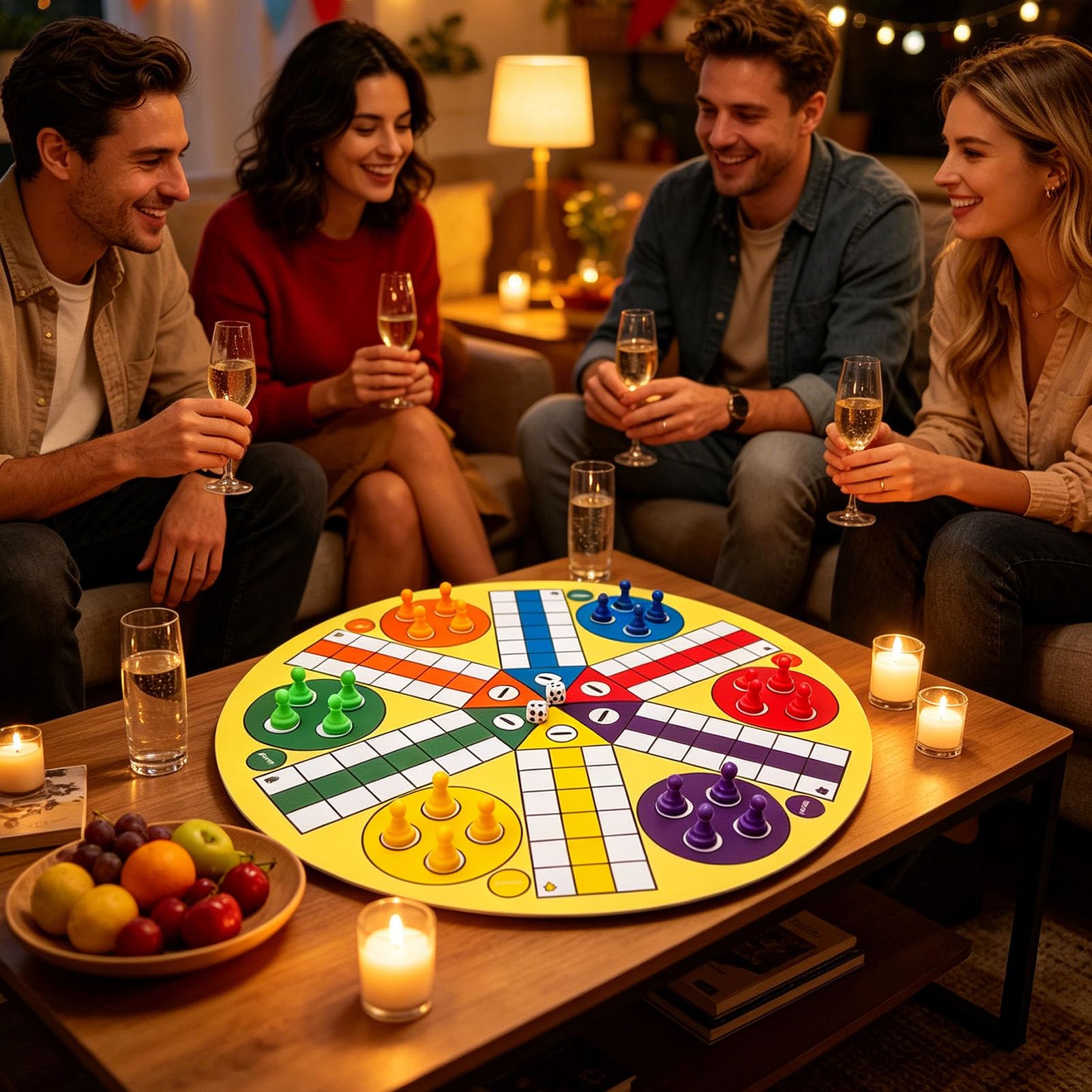 Yctze Gioco da Tavola Ludo Interattivo Grande per Famiglia (Height 23mm | Materiale durevole, ideale per giochi di gruppo, dimensioni 350 mm, sicuro per i bambini
