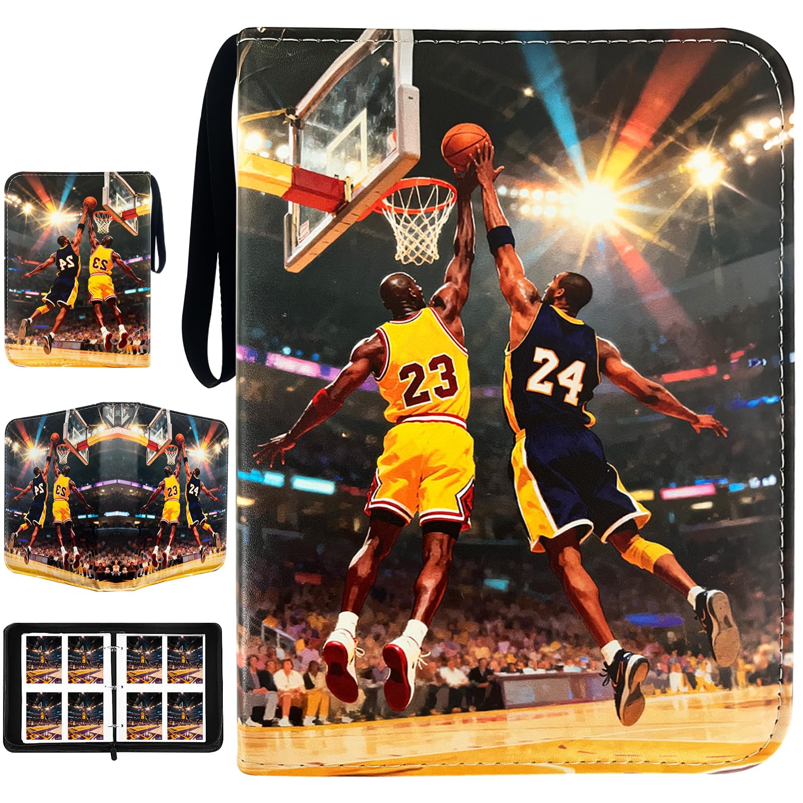 Carpeta de tarjetas de baloncesto con 400 bolsillos, soporte para tarjetas de intercambio, álbum de coleccionistas, carpeta de tarjetas de intercambio, 4 bolsillos con 50 fundas extraíbles