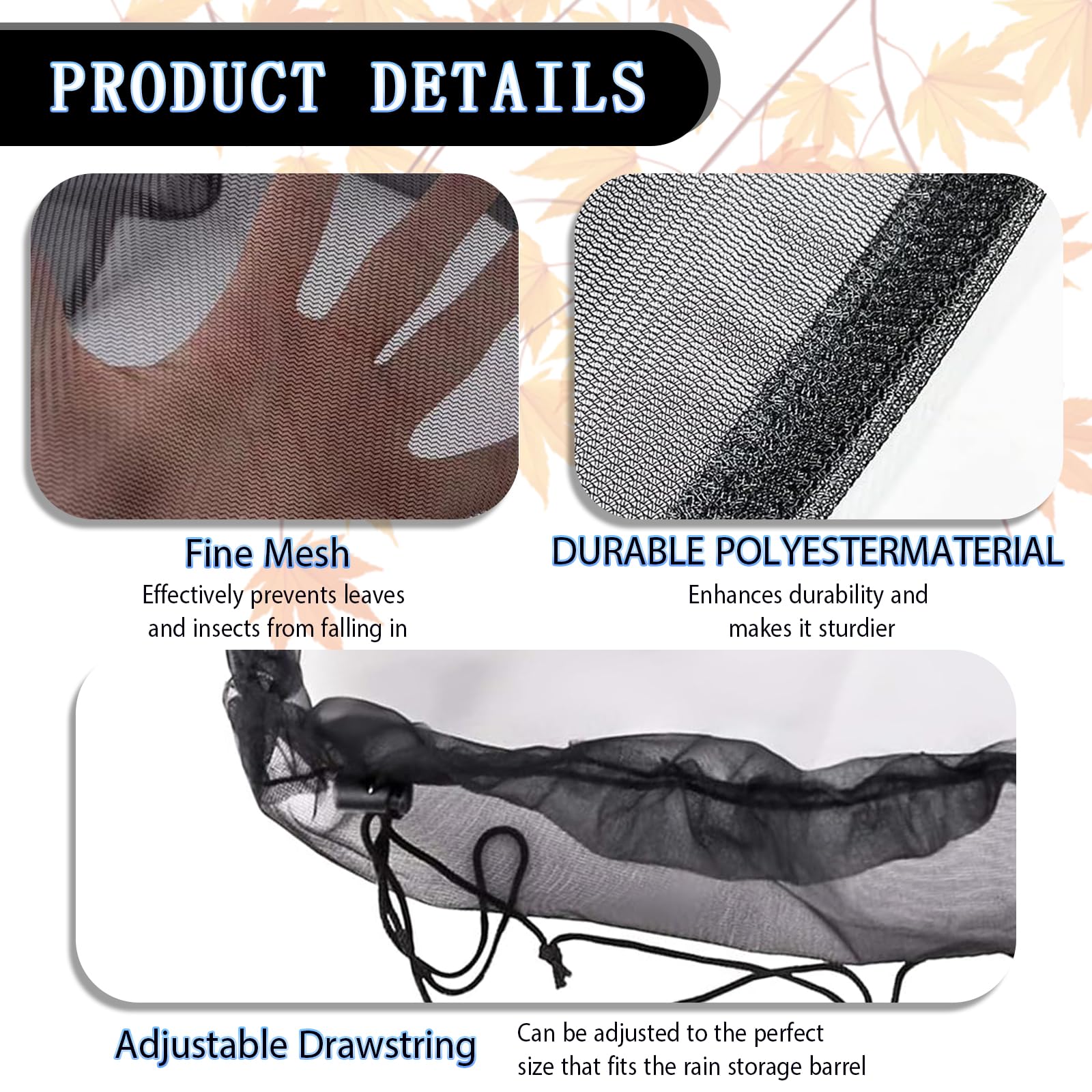Lot De 2 Filets De Protection Pour Citerne D'Eau De Pluie – Ø 80 Cm – Anti-Moustiques, Feuilles & Débris, Cordon Réglable Ultra-Résistant