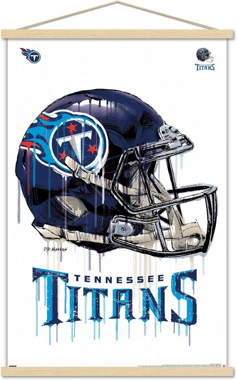 Trends International NFL Tennessee Titans - Drip Helmet 20 Wall Poster, 22.375" x 34", Premium Print and White Hanger Bundle