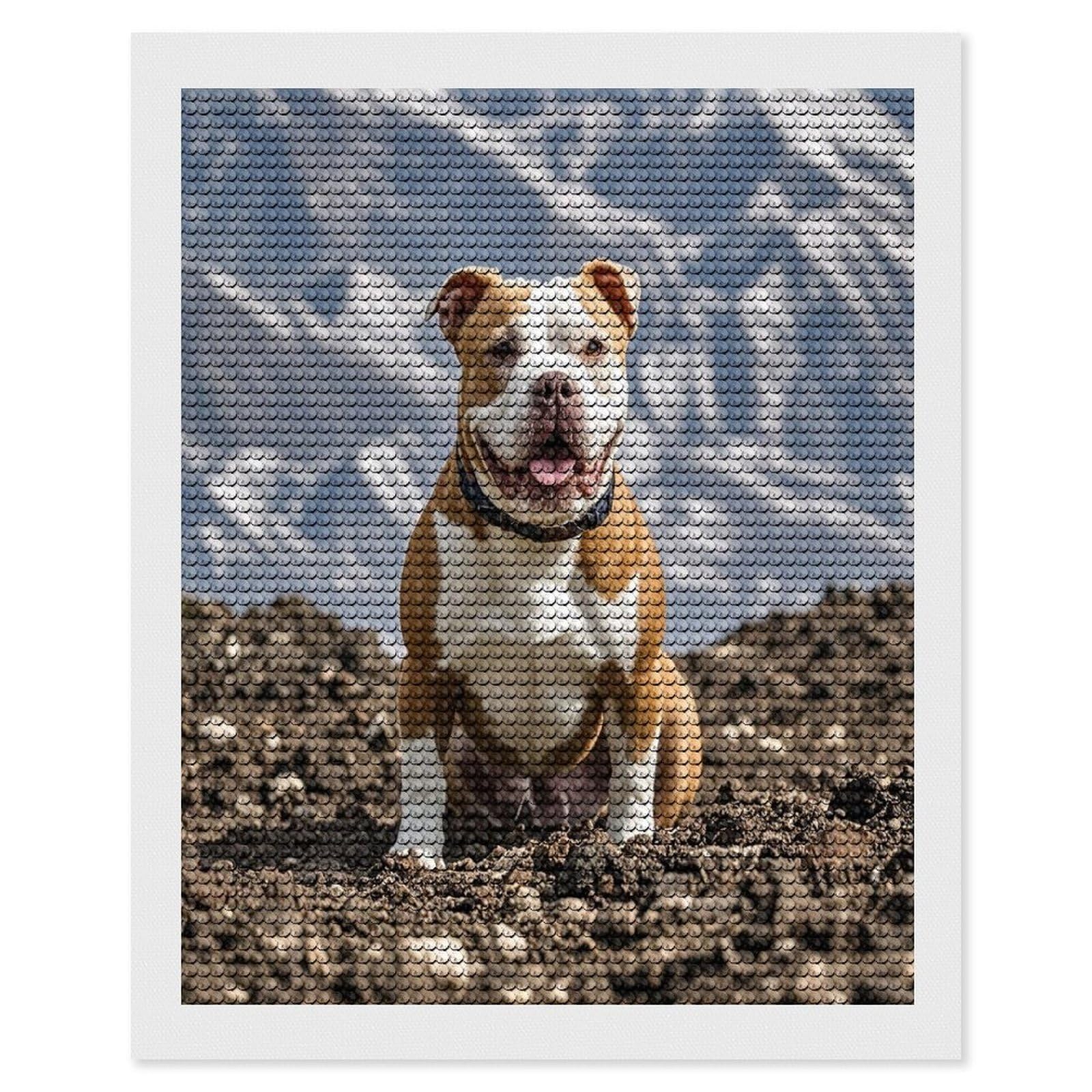 FekiLoot Pitbull Dogs Diamond Painting Kits for Adults Full Round Drill Diamond Art Kits for Beginners 5D DIY Diamond Dots Paintings Diamonds Pictures Gem Art Home Wall Decor 16"x20"