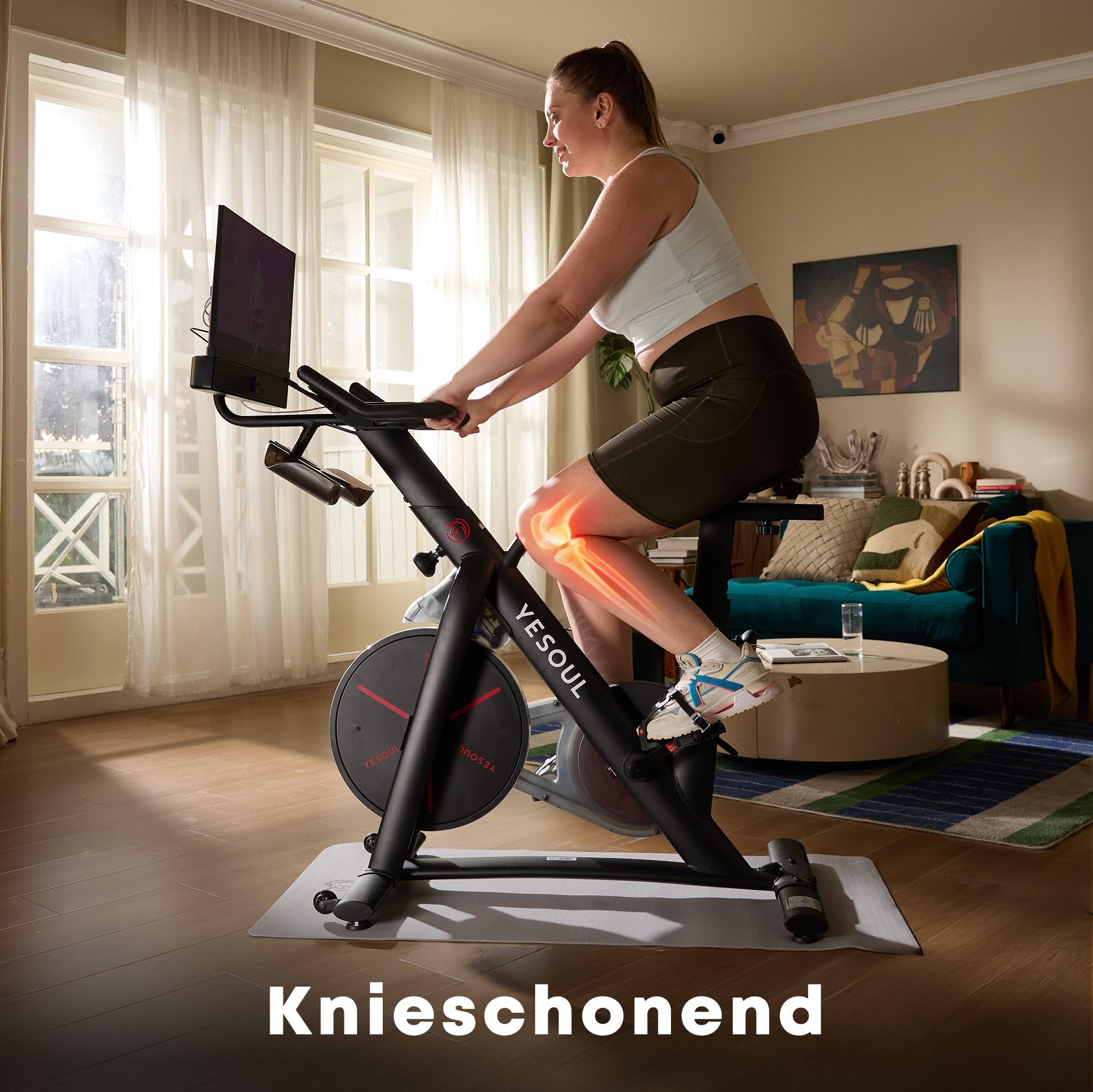 YESOUL G1M Plus Vélo d'appartement magnétique silencieux écran FHD 21,5 pouces son 360° vélo de fitness
