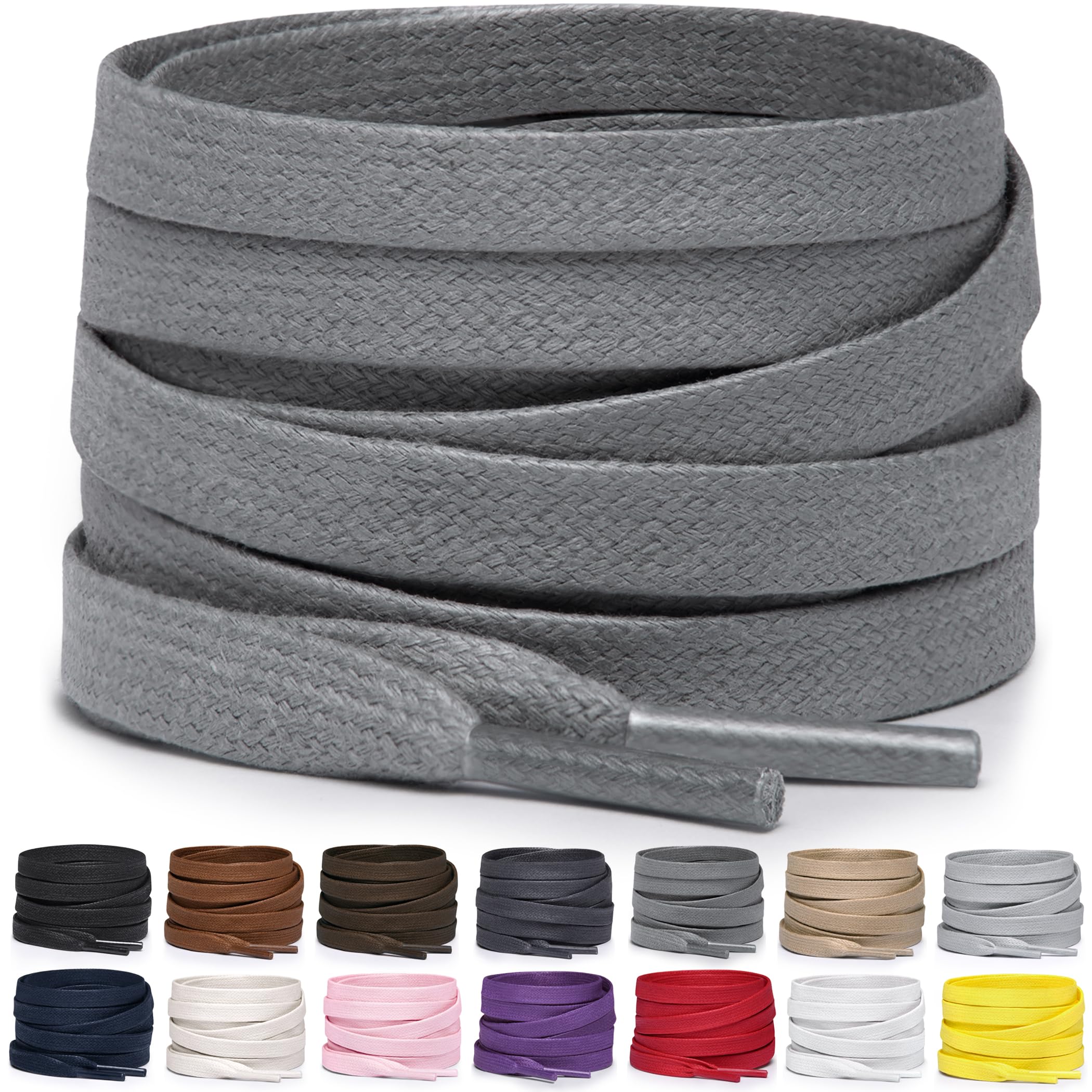 Miscly Flat Waxed Cotton Shoe Laces for Boots, Sneakers, and Shoes – Multiple Lengths and Colors Available