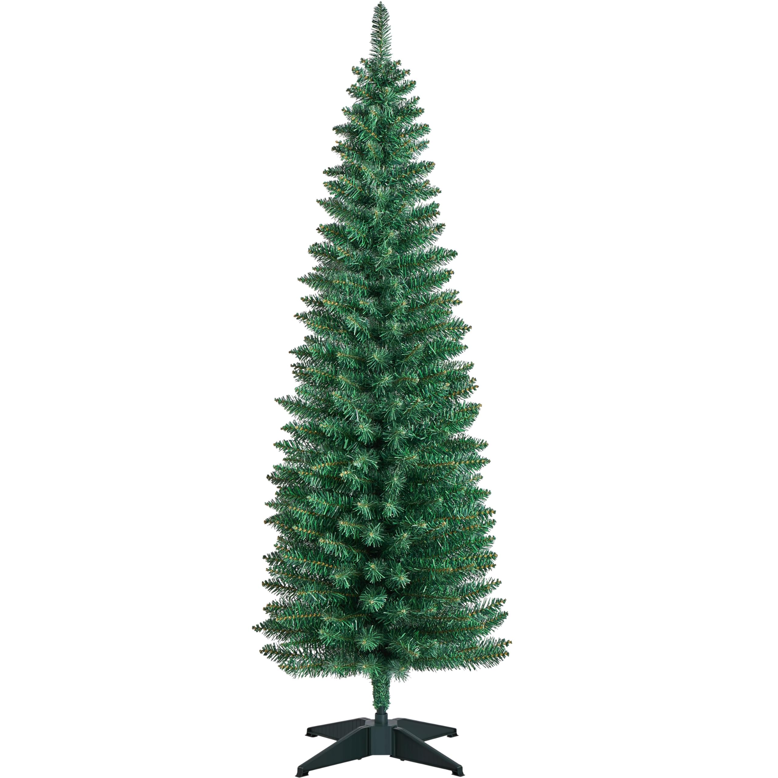 Yaheetech Sapin de Noël étroit de 154 cm, Sapin de Noël Artificiel en Crayons avec 294 Pointes retardatrices de Flamme avec Support Inclus pour décoration de Noël en intérieur, Vert