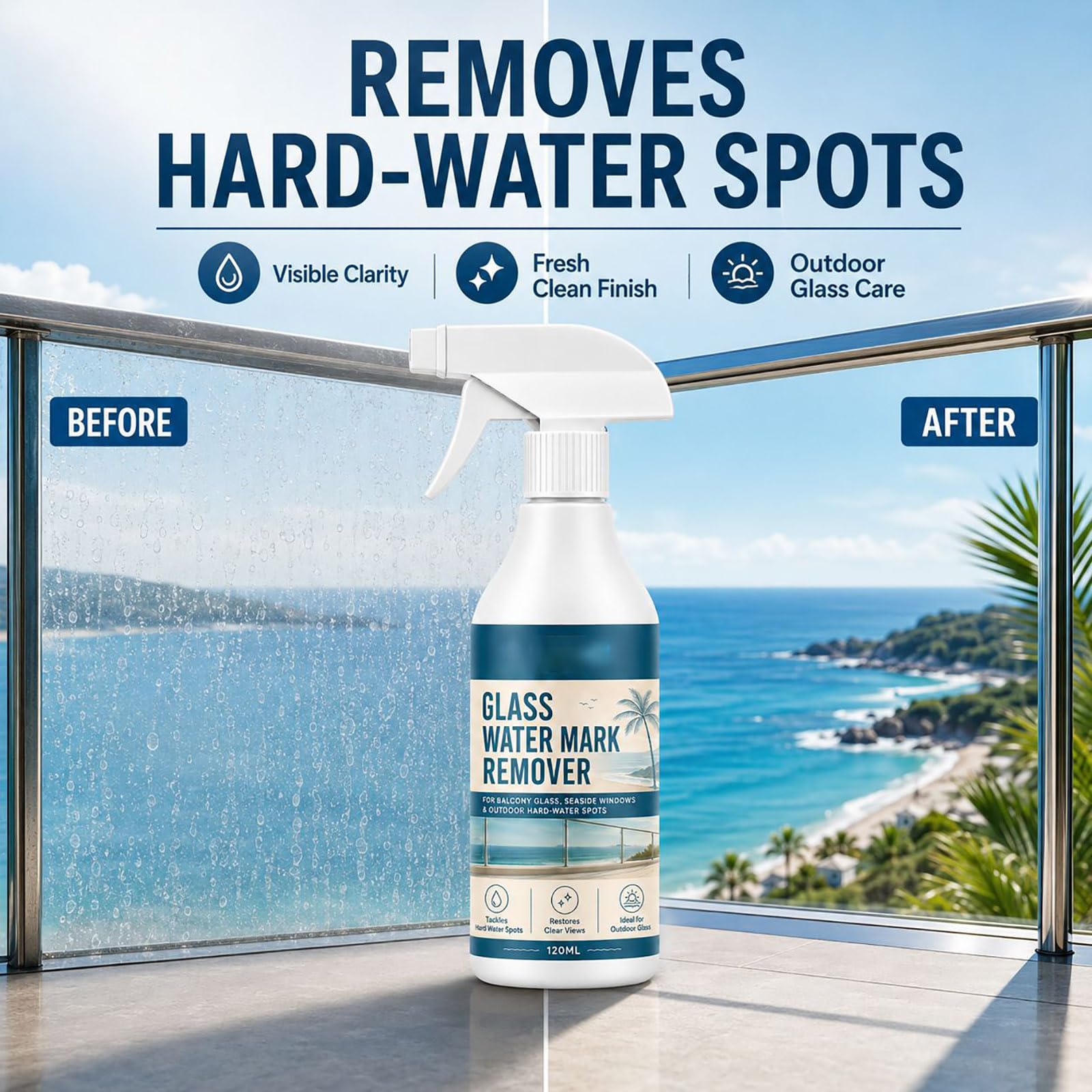 Detergente Macchie d'Acqua per Vetro, Rimuovi Macchie di Calcare per Doccia, Pulitore Vetro, Elimina Tracce d'Acqua, Anticalcare, Superficie Polacca, Residui di Sapone, Depositi Minerali (5pcs)