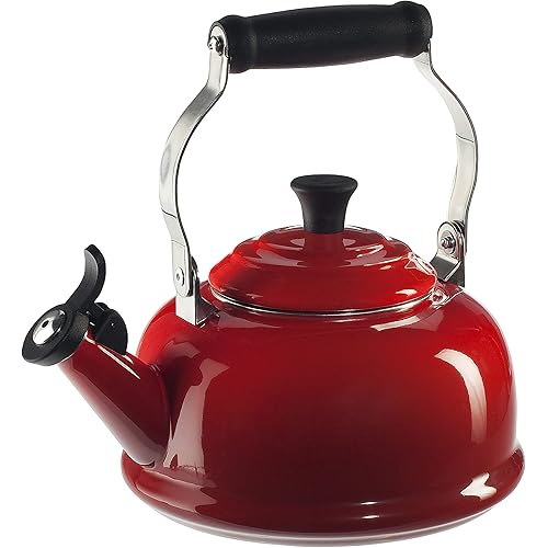 Le Creuset Enamel On Steel Whistling Tea Kettle, 1.7 qt., Cerise